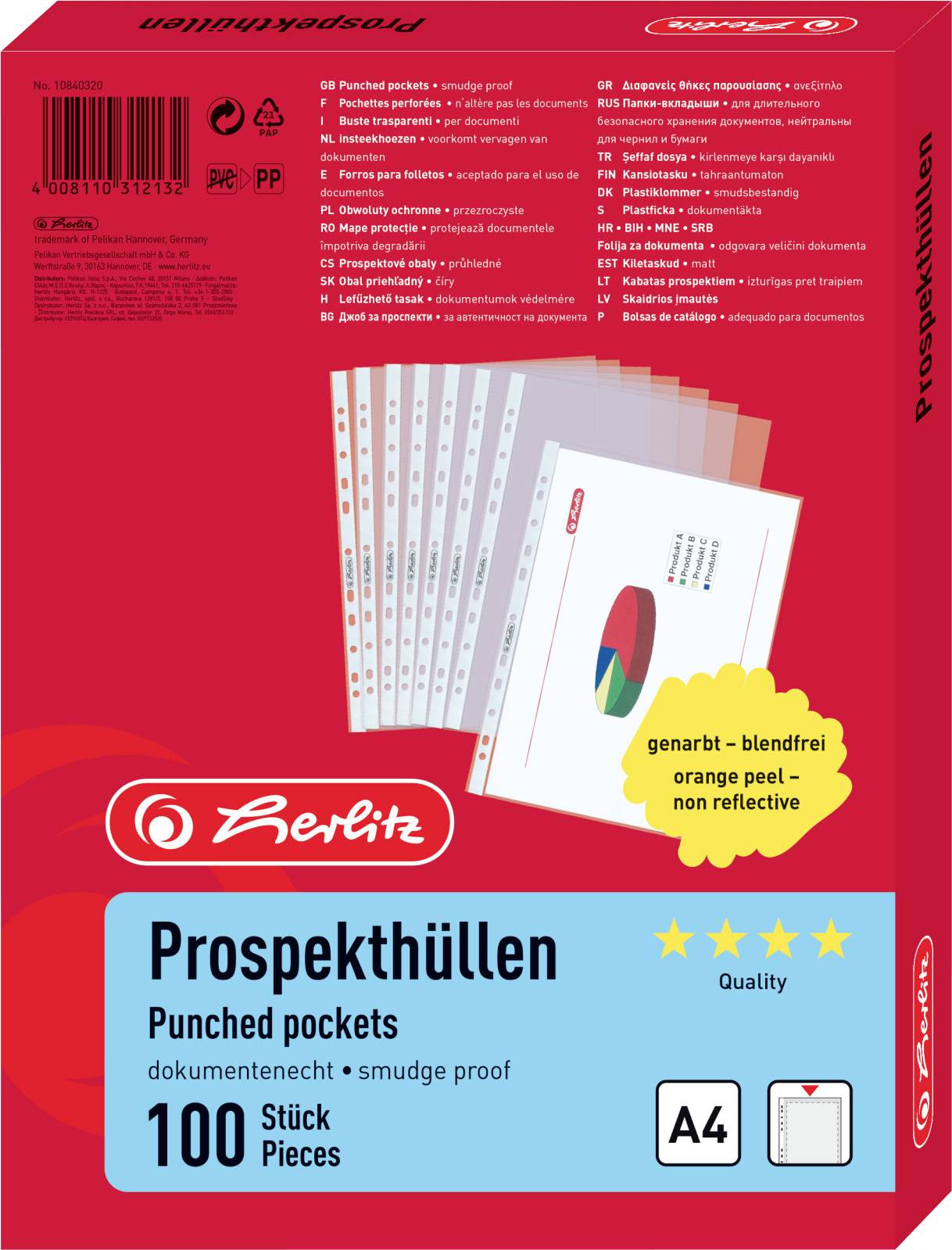 Herlitz Prospekthülle 10840320 DIN A4 PP Transparent 10840320 100 St.