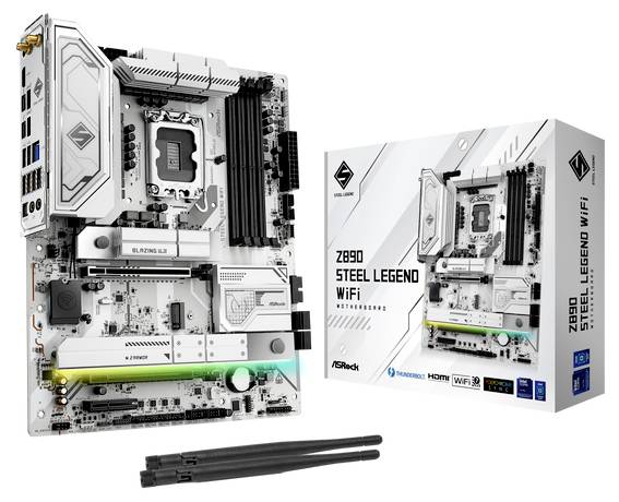 ASRock Z890 Steel Legend WiFi Mainboard Sockel (PC) Intel® LGA 1851 Formfaktor (Details) ATX Mainboard-Chipsatz Intel® Z890