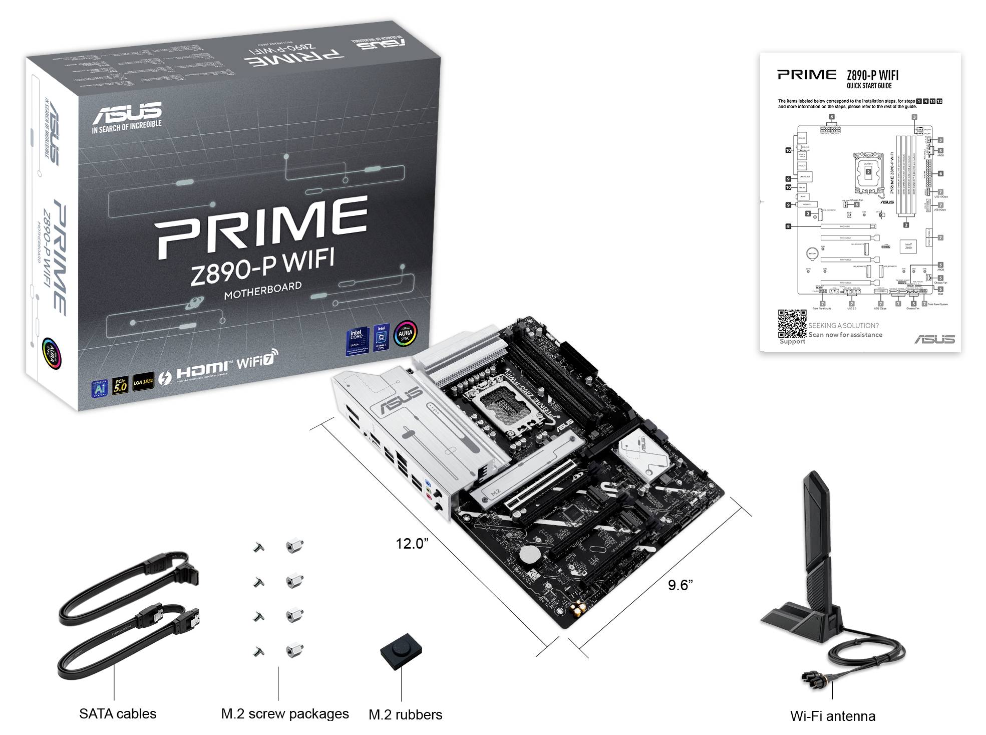 Asus PRIME Z890-P WIFI Mainboard Sockel (PC) Intel® LGA 1851 Formfaktor (Details) ATX Mainboard-Chipsatz Intel® Z890