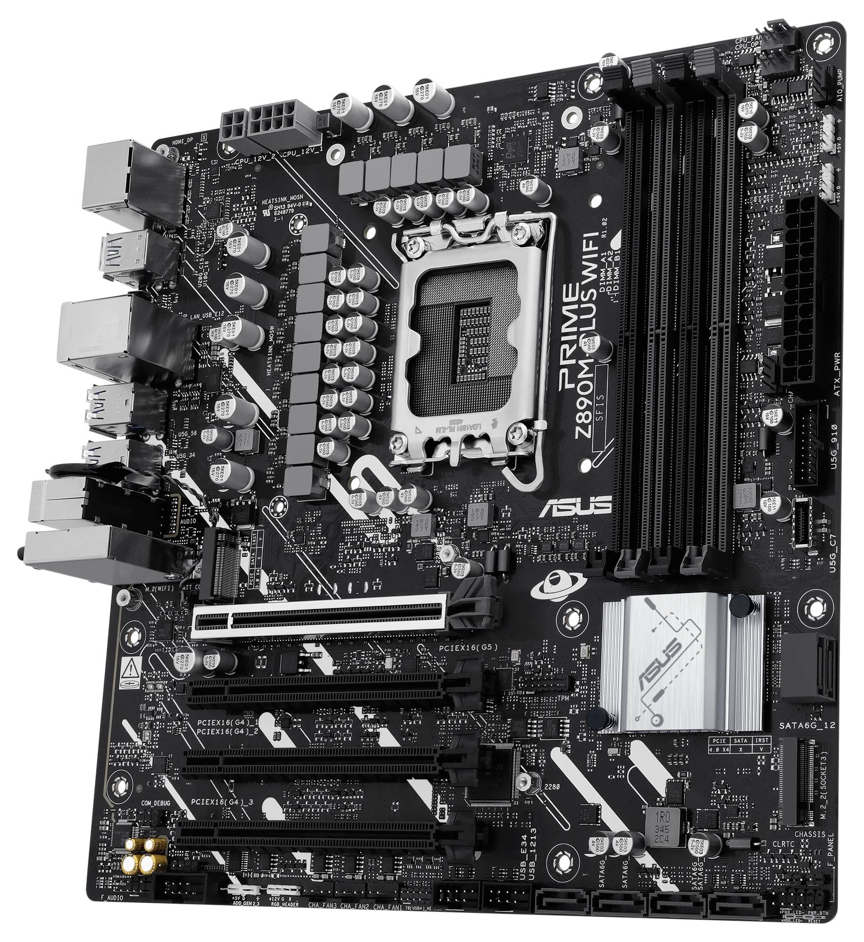 ASUS Prime Z690-P WiFi Mainboard mit mehreren PCIe-Steckplätzen, RAM-Steckplätzen und CPU-Sockel, geeignet für leistungsstarke Desktop-Systeme.