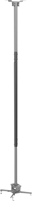 Höhenverstellbare Deckenhalterung aus Metall, geeignet für Projektoren. Enthält Halterung und verstellbare Teleskopstange. Ideal für Präsentationen.