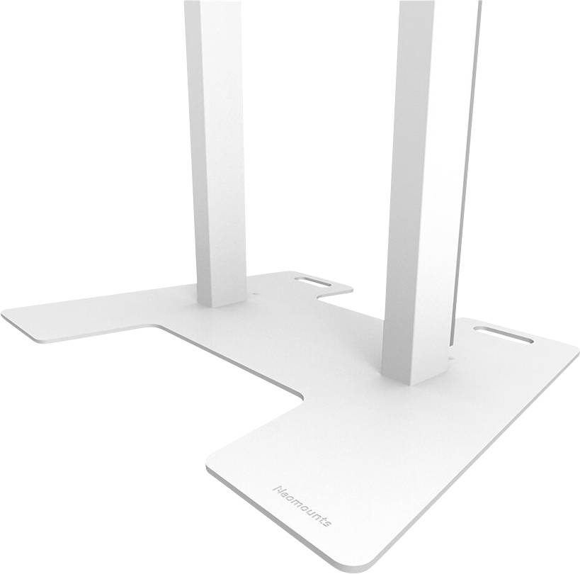 Weißer Bodenständer zur Unterstützung von vertikalen Display-Aufhängern, geeignet für Präsentationszwecke oder Messen.