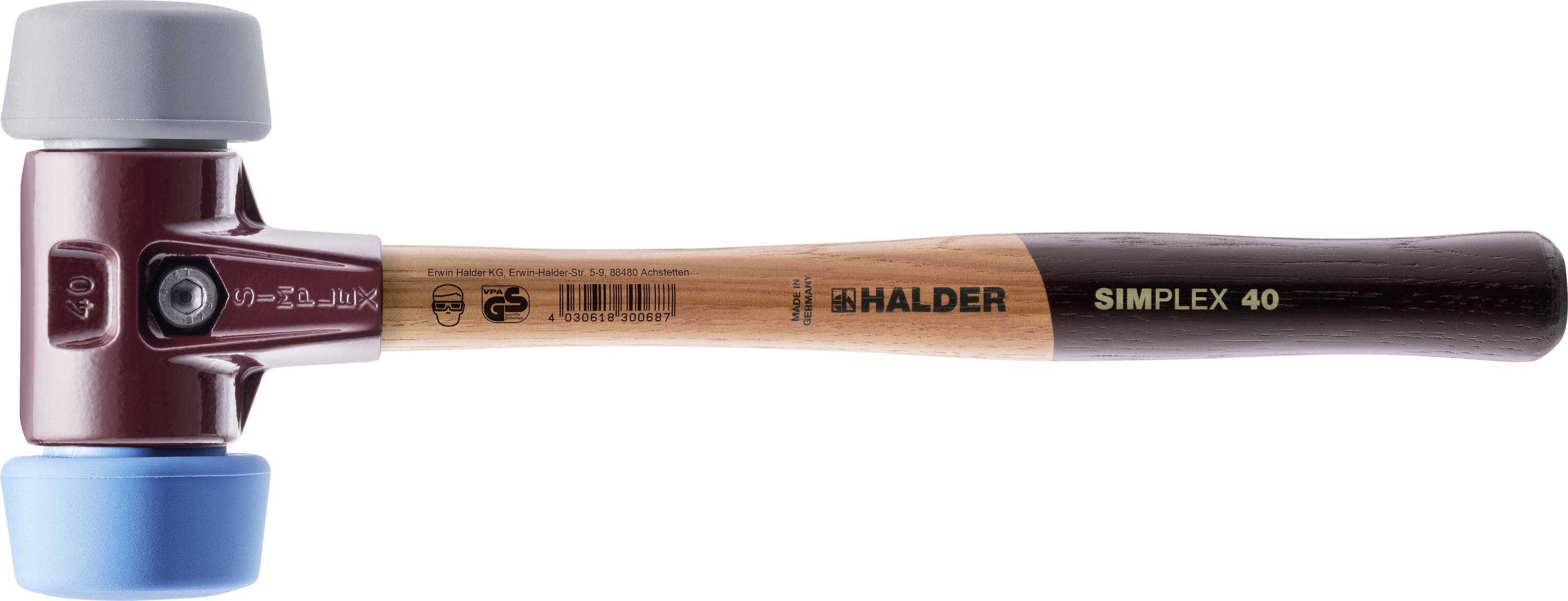 Halder SIMPLEX 3013.051 Schonhammer ergonomischer Griff, mittelhart, weich 1070g 330mm 1St.