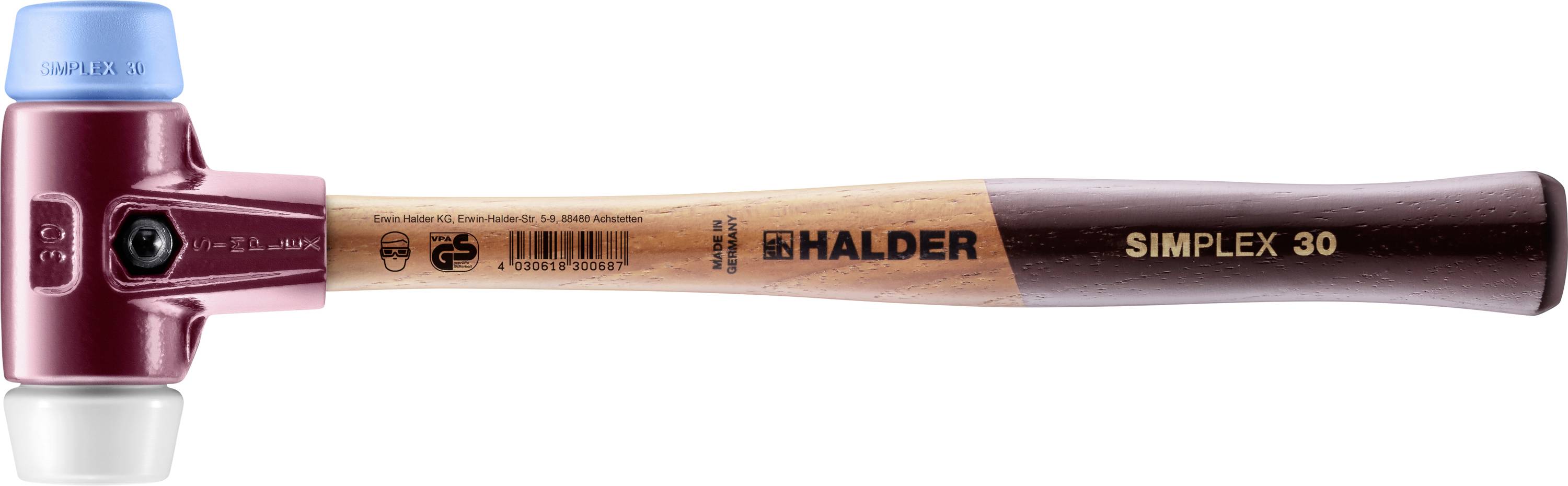 Halder SIMPLEX 3017.030 Schonhammer ergonomischer Griff, mittelhart, weich 340 g 295 mm 1 St.