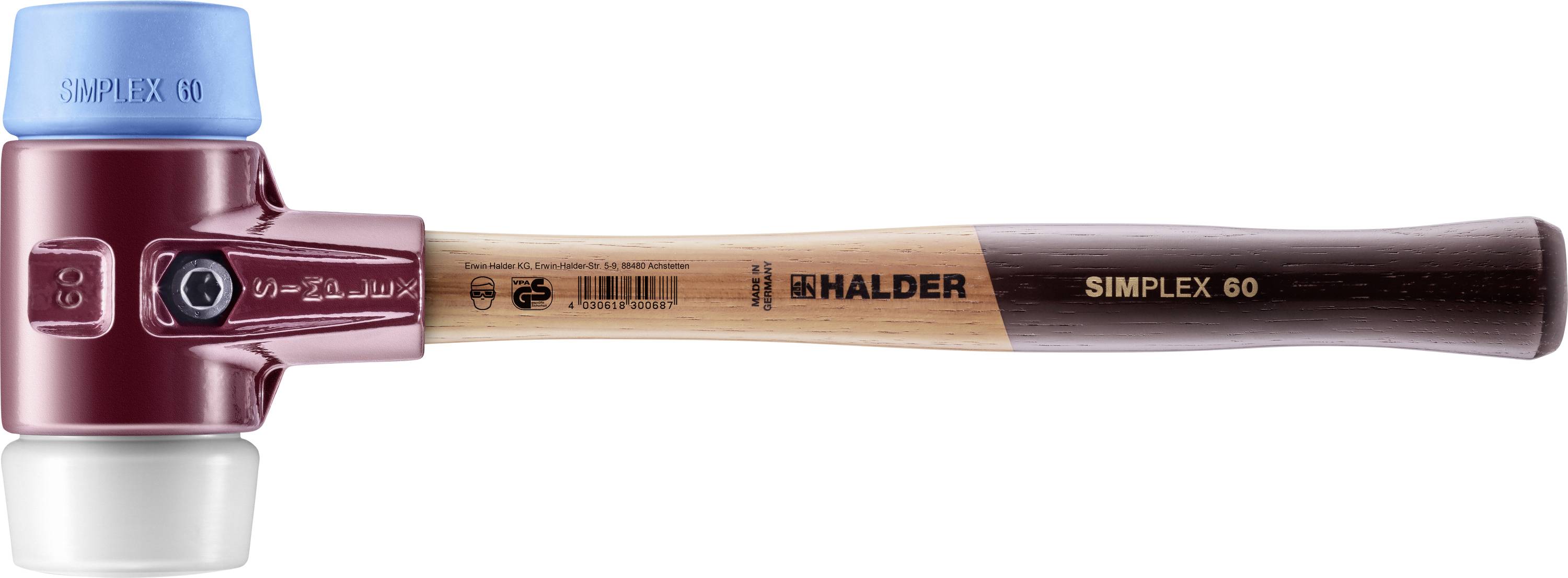 Halder SIMPLEX 3017.060 Schonhammer ergonomischer Griff, mittelhart, weich 1445g 405mm 1St.