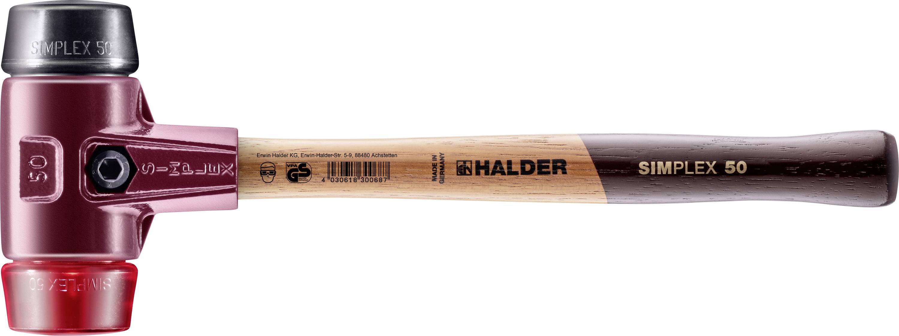 Halder SIMPLEX 3026.050 Schonhammer ergonomischer Griff, hart, mittelhart 1130g 370mm 1St.