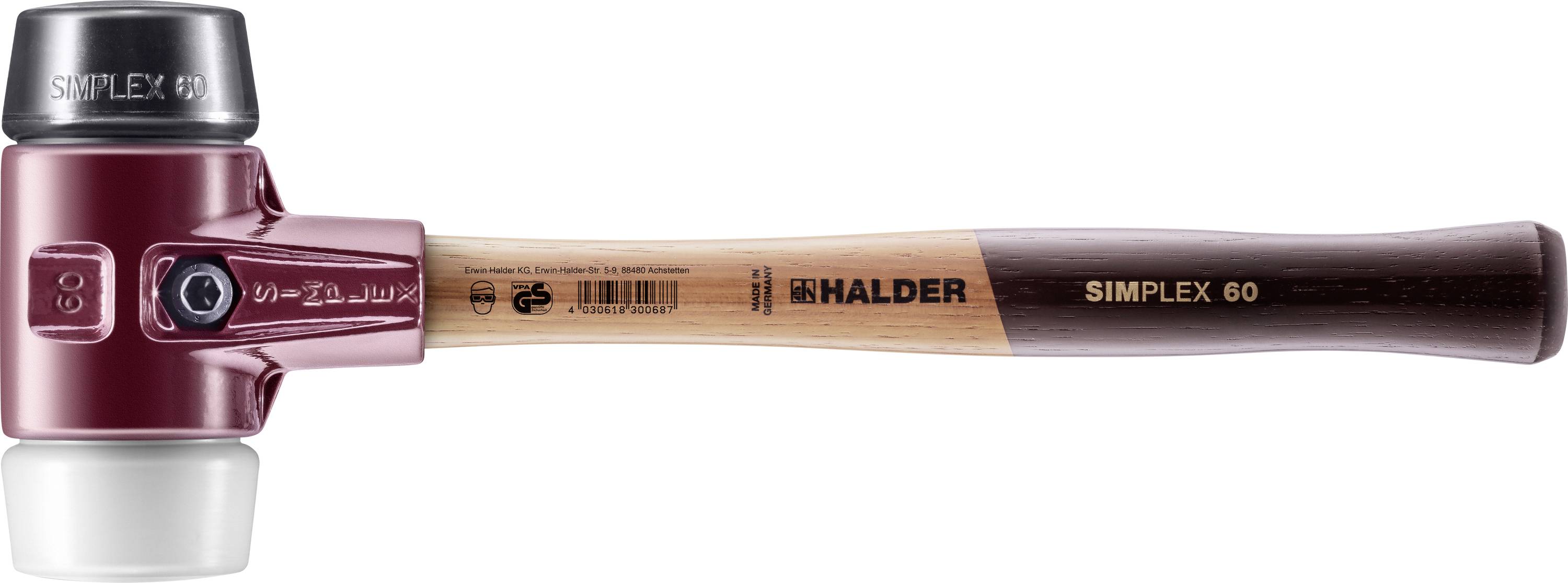 Halder SIMPLEX 3027.060 Schonhammer ergonomischer Griff, mittelhart 1510g 405mm 1St.