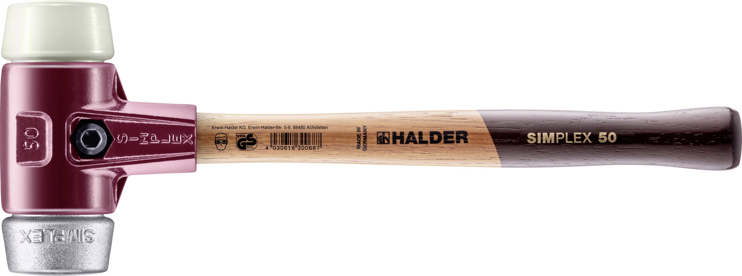 Halder SIMPLEX 3089.050 Schonhammer ergonomischer Griff, hart 1265g 370mm 1St.