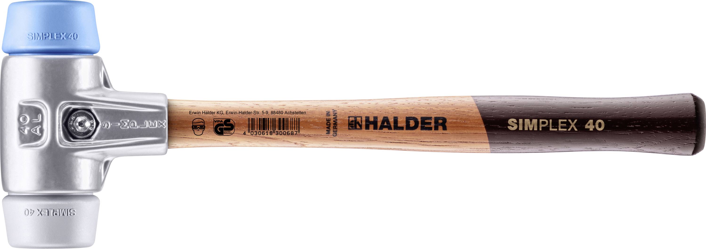 Halder SIMPLEX 3113.040 Schonhammer ergonomischer Griff, mittelhart, weich 345g 325mm 1St.