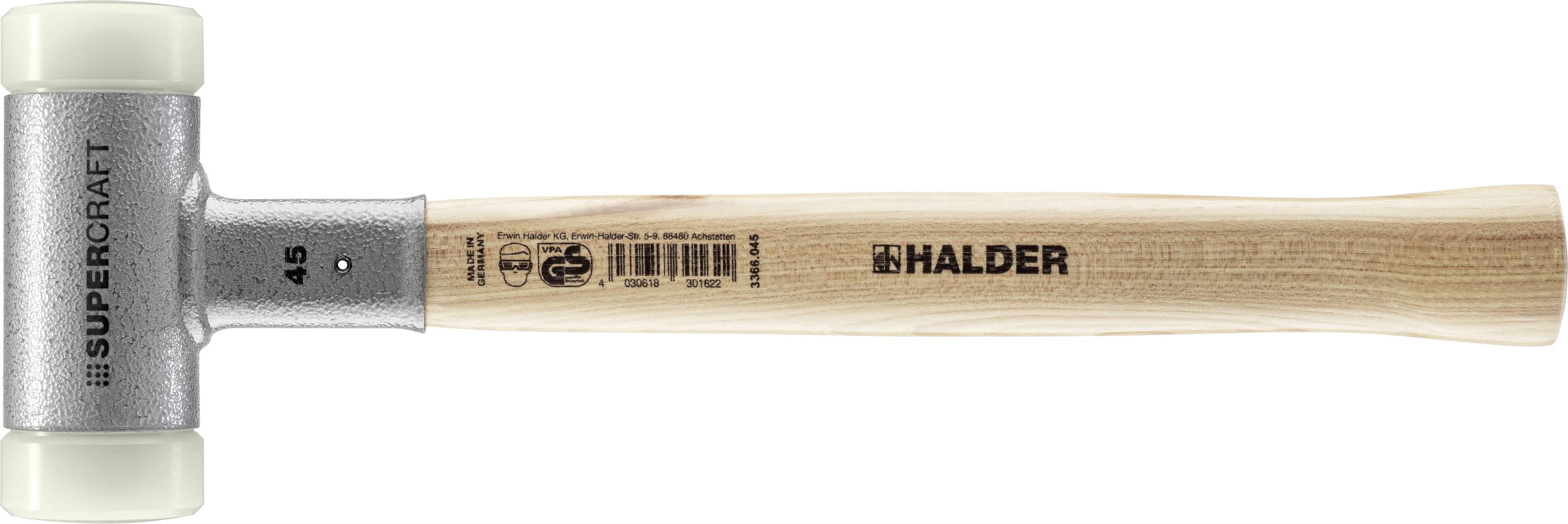 Halder SUPERCRAFT 3366.045 Schonhammer ergonomischer Griff, hart, rückschlagsfrei 830 g 360 mm 1 St