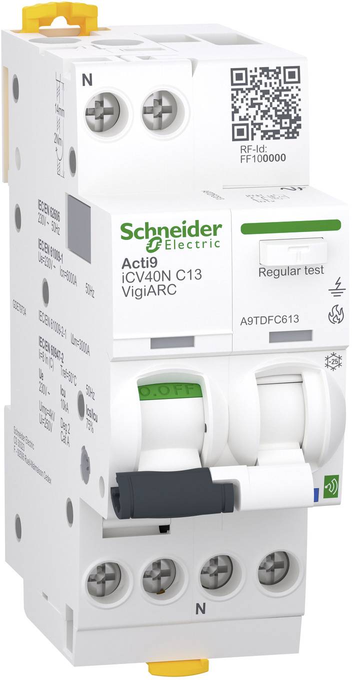 Schneider Electric A9TDFC613 Fehlerlichtbogen-Schutzeinrichtung 2polig 0.03 A