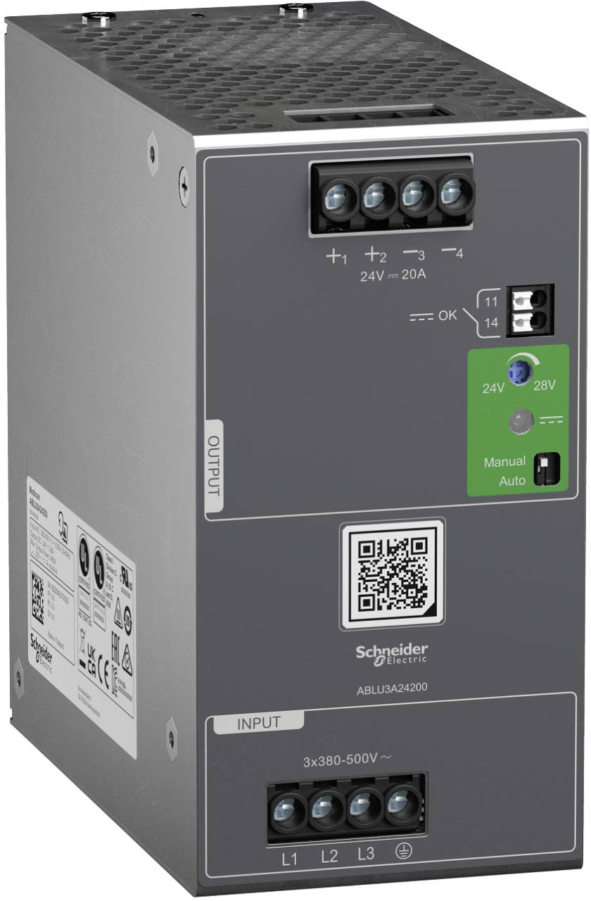 Schneider Electric ABLU3A24200 Spannungsversorgung, Modicon ABLU, Universal, getaktet, 380-500V AC, 3-phasig, 24V DC, 20A, 480W