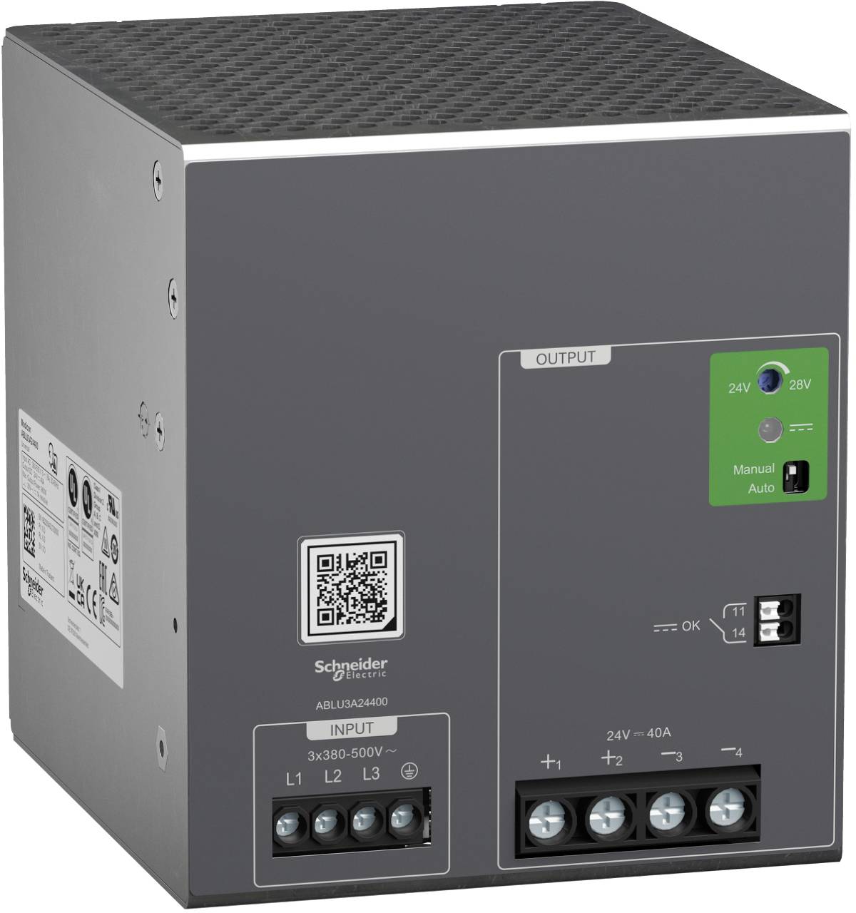 Schneider Electric ABLU3A24400 Spannungsversorgung, Modicon ABLU, Universal, getaktet, 380-500V AC, 3-phasig, 24V DC, 40A, 960W