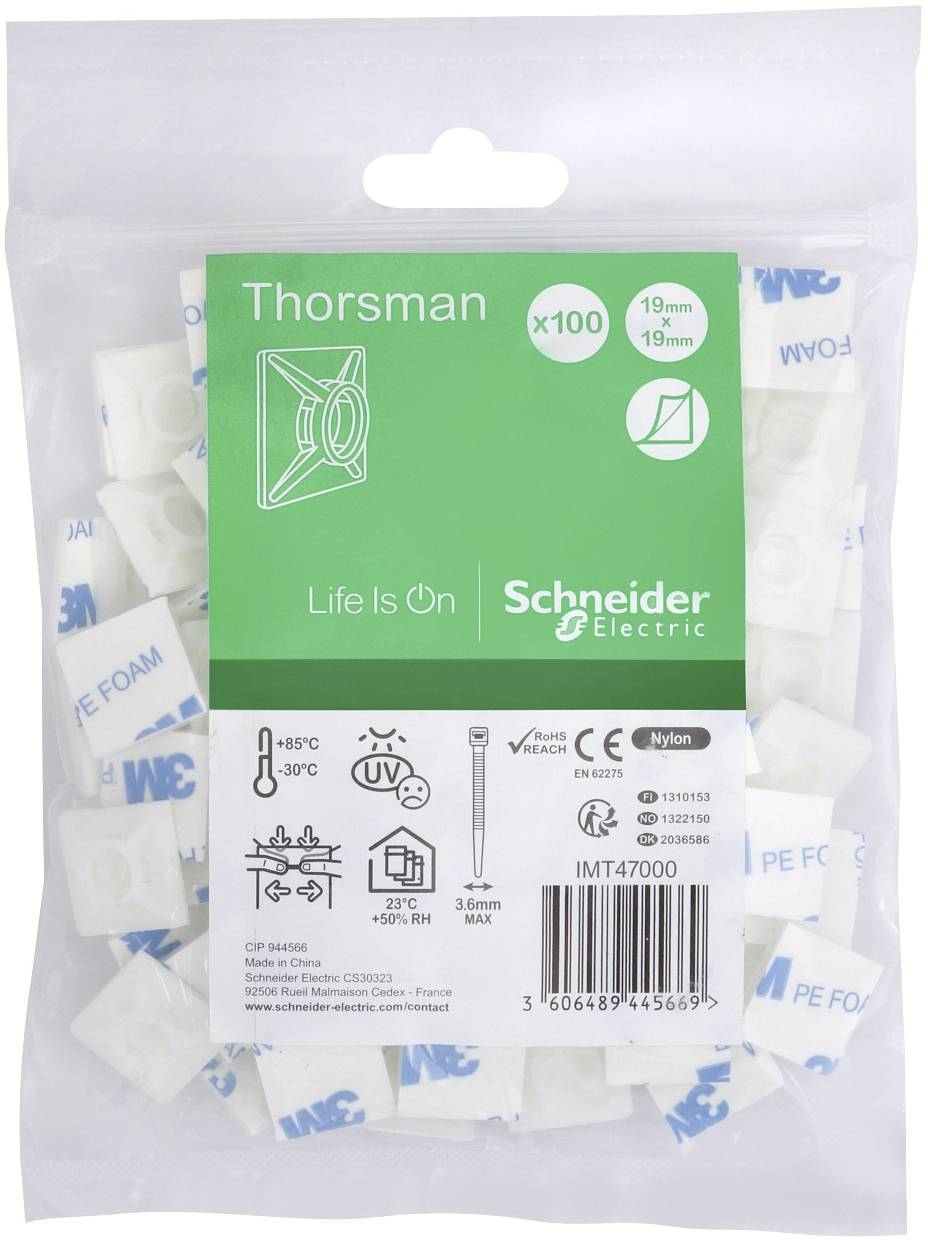 Schneider Electric Selbstklebender Sockel fuer Kabelbinder max 3,6mm Breite VPE: 100 Stück klar Inhalt: 100St.