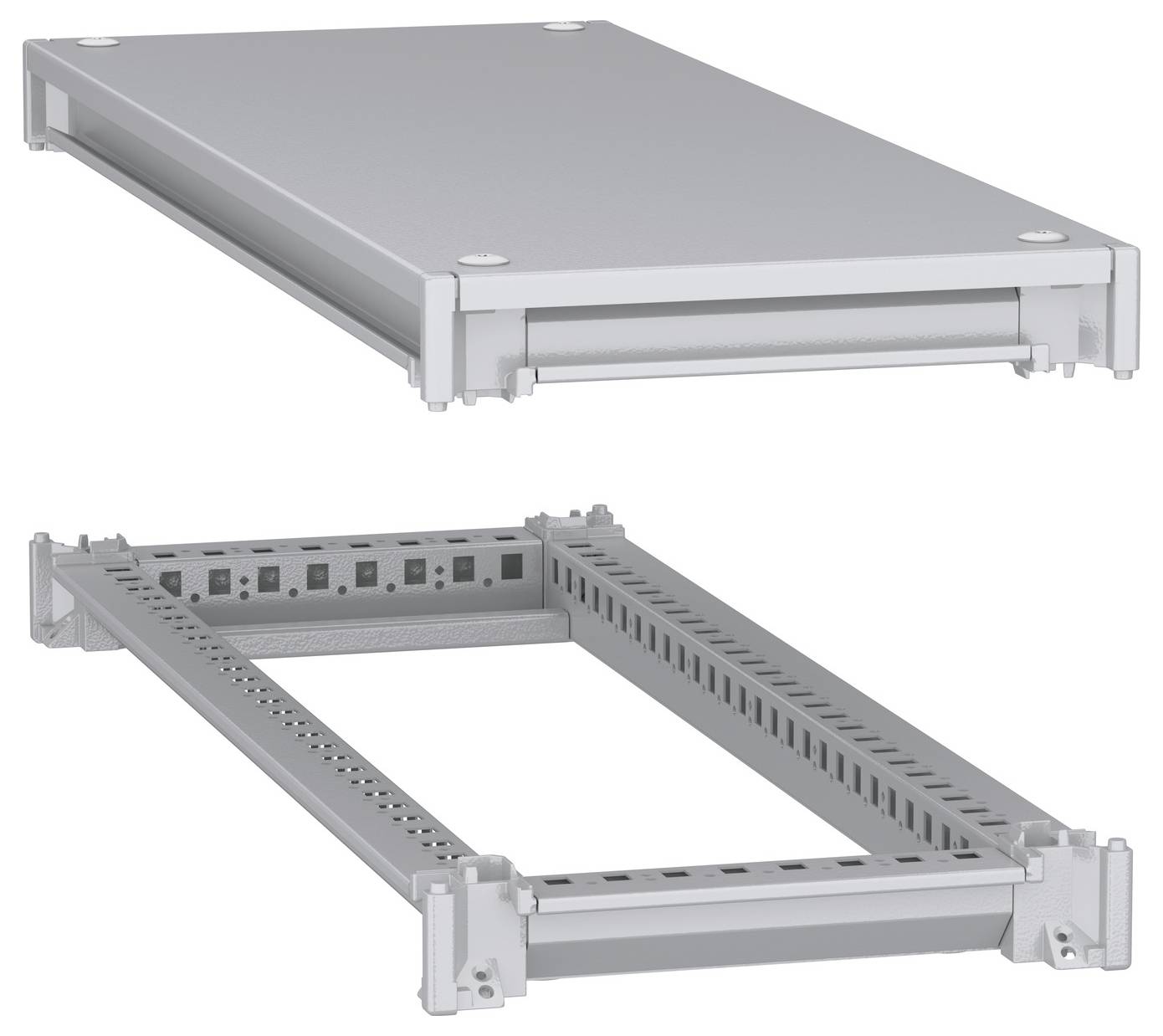 Schneider Electric NSYSFNC38 Unterer und oberer Rahmen, PanelSeT SFN, für elektrische Gehäuse B 300 x T 800 mm, inklusive Dach