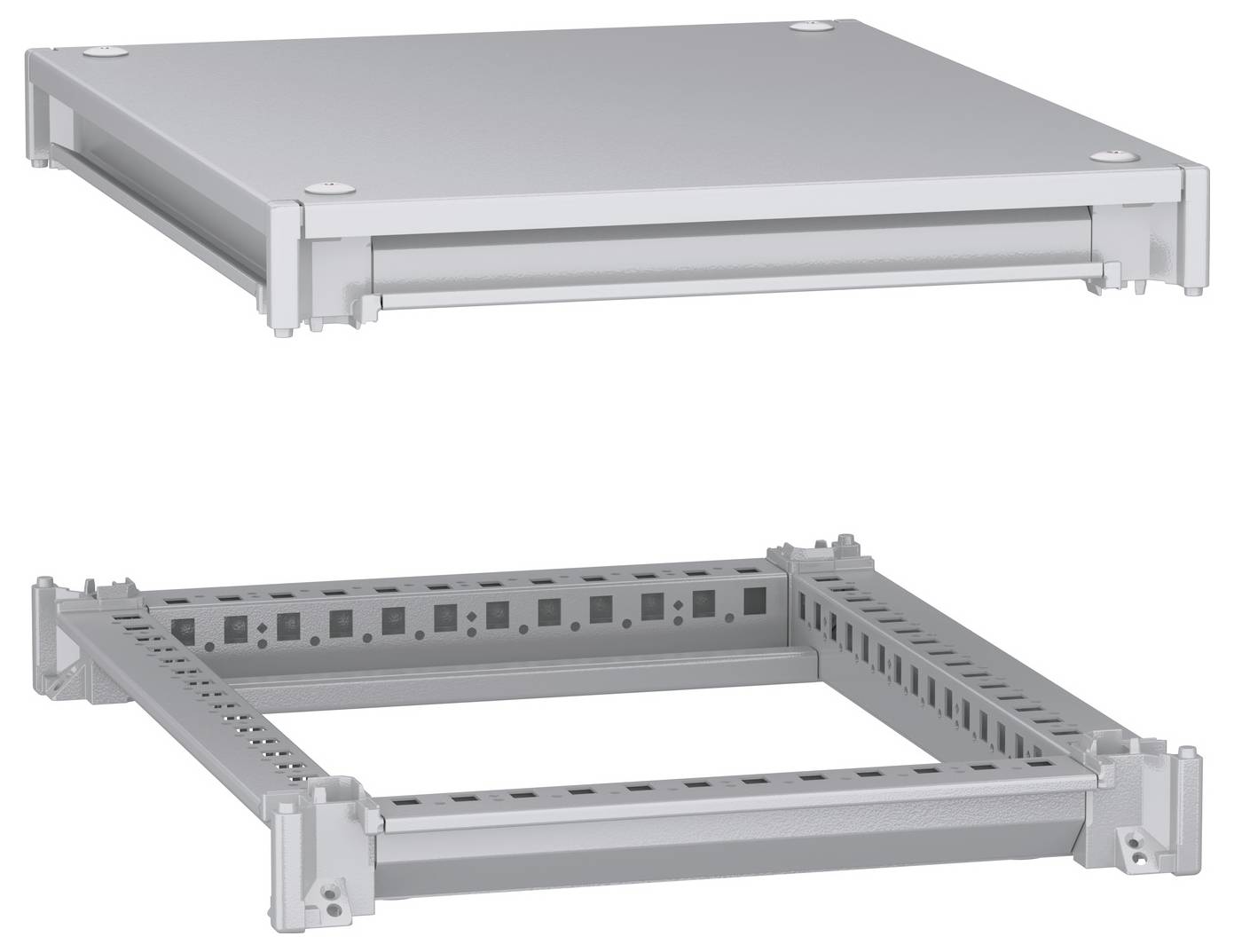 Schneider Electric NSYSFNC45 Unterer und oberer Rahmen, PanelSeT SFN, für elektrische Gehäuse B 400 x T 500 mm, inklusive Dach