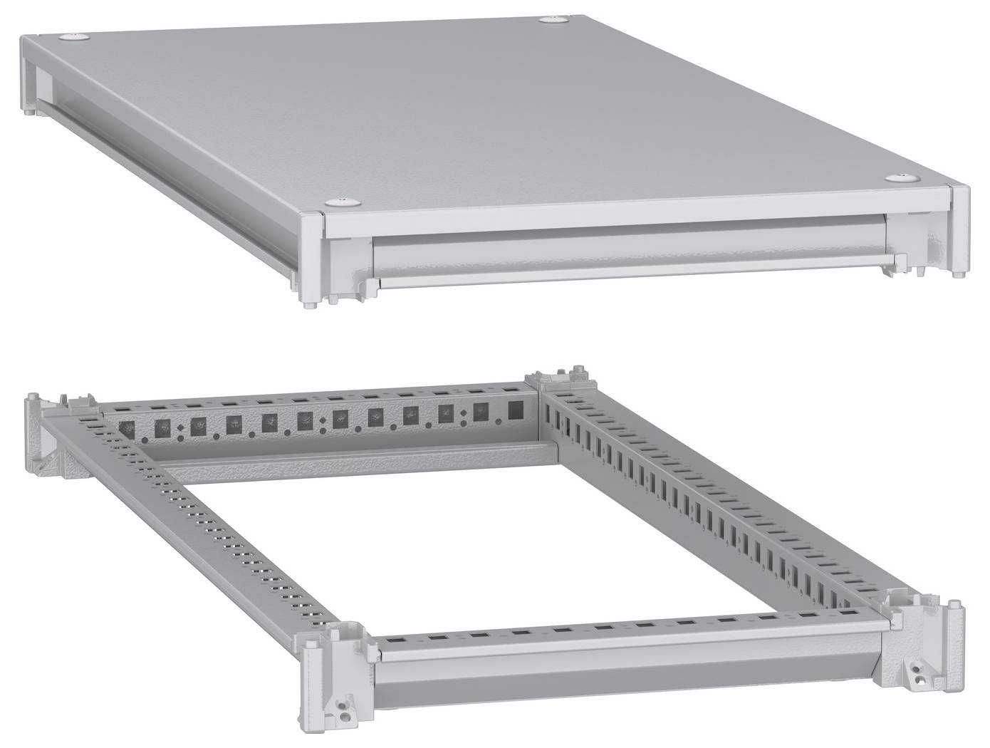 Schneider Electric NSYSFNC48 Unterer und oberer Rahmen, PanelSeT SFN, für elektrische Gehäuse B 400 x T 800 mm, inklusive Dach