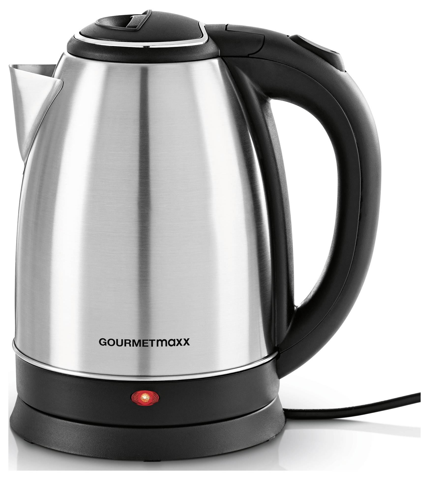 GourmetMaxx Wasserkocher schnurlos Edelstahl, Schwarz Fassungsvermögen: 1.8