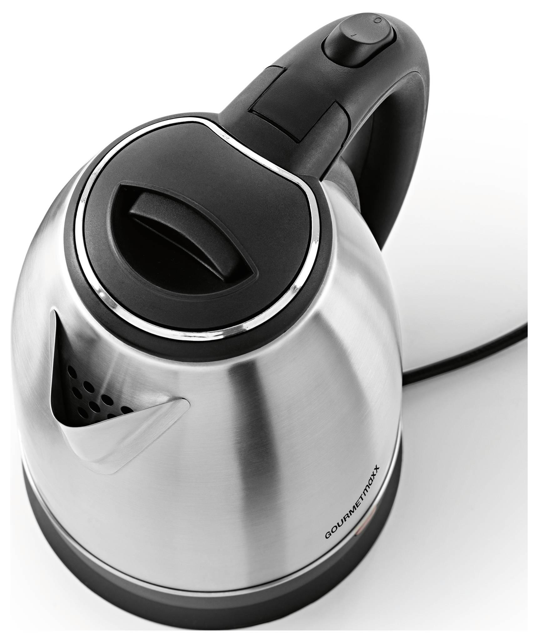 GourmetMaxx Wasserkocher schnurlos Edelstahl, Schwarz Fassungsvermögen: 1.8