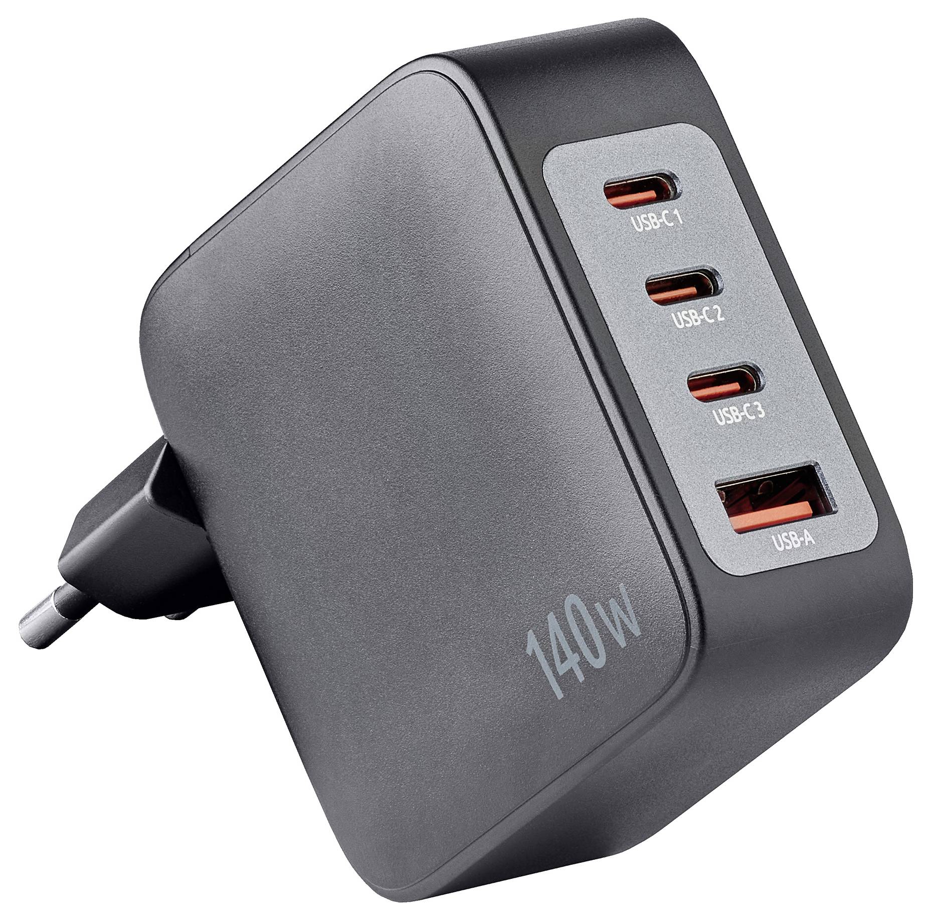 Intenso W140A3C + C520C black USB Ladegerät 140 W 3x USB-C®, 1x USB-A QC 4+, USB PD 3.1, PPS Schwarz Innenbereich GaN, USB Power Delivery (USB-PD)