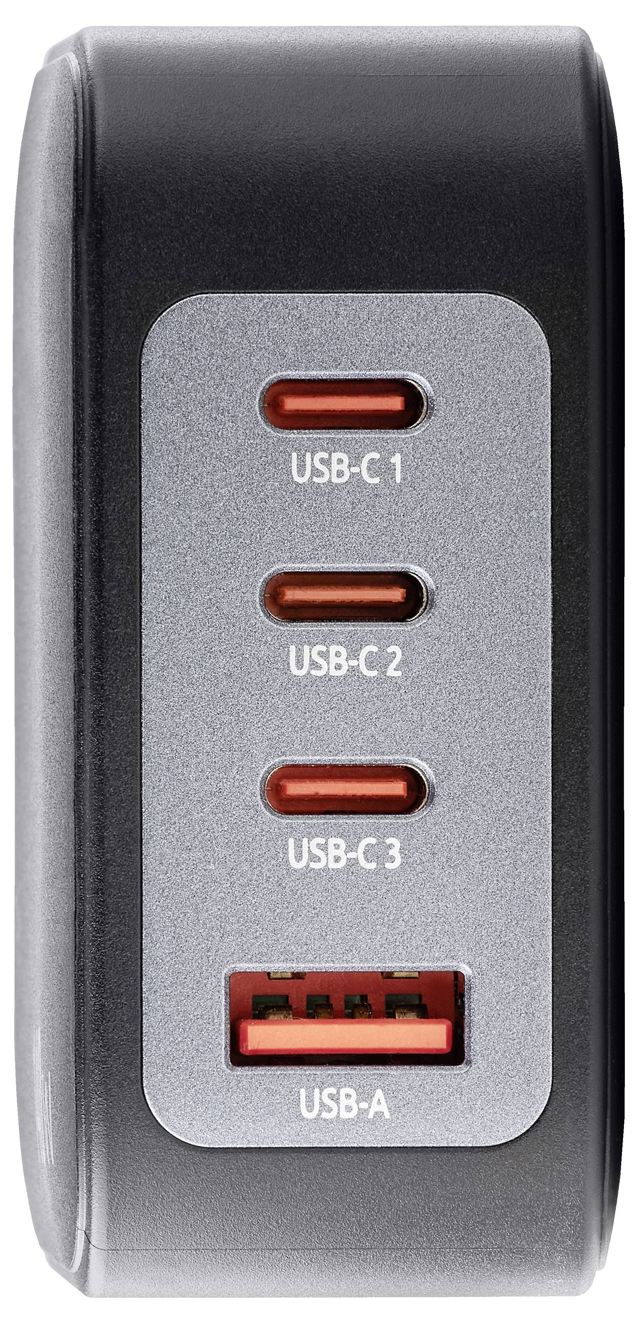 Intenso W140A3C + C520C black USB Ladegerät 140 W 3x USB-C®, 1x USB-A QC 4+, USB PD 3.1, PPS Schwarz Innenbereich GaN, USB Power Delivery (USB-PD)