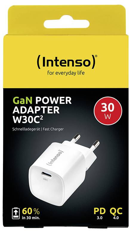 Intenso Power Adapter W30C² white USB Ladegerät 30 W 1x USB-C® Weiß Innenbereich GaN, USB Power Delivery (USB-PD)