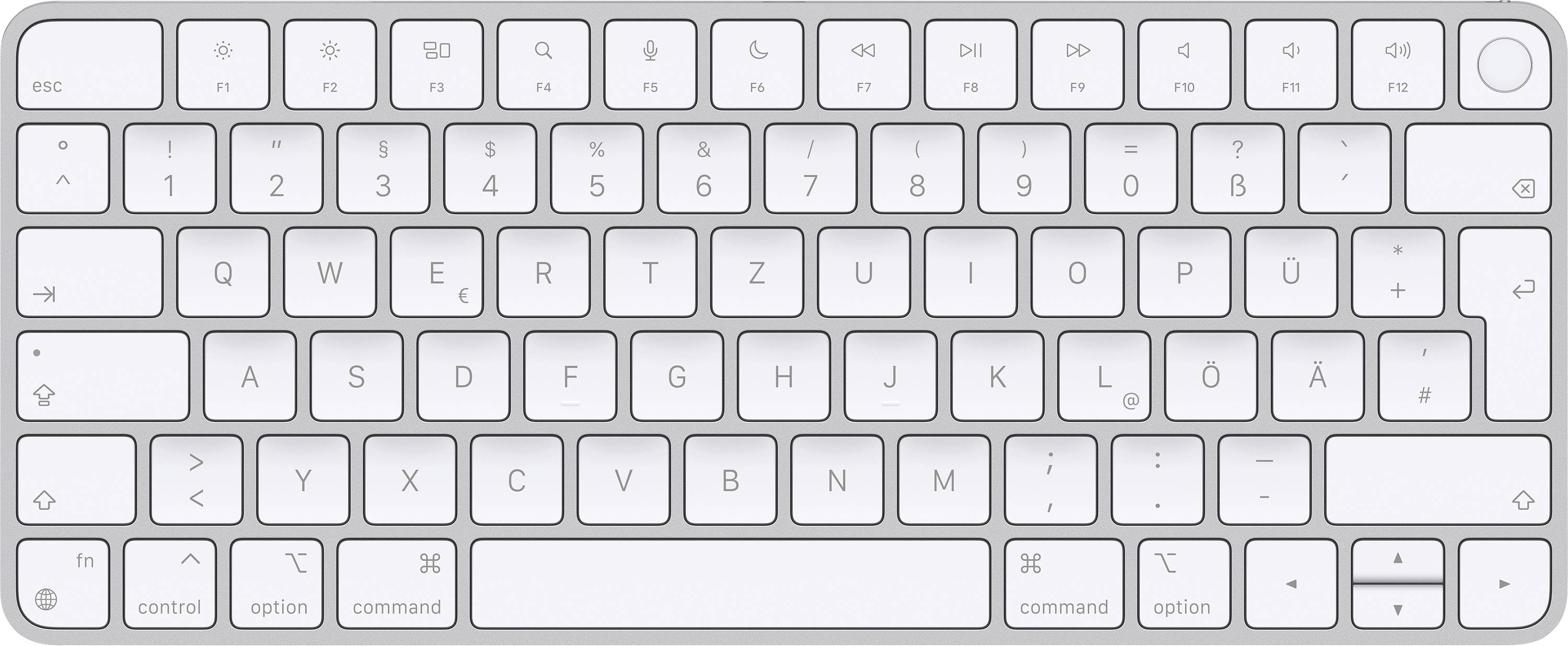 Apple Magic Keyboard Touch ID Bluetooth® Tastatur Deutsch, QWERTZ, Mac Weiß Wiederaufladbar, Fingerabdruckleser