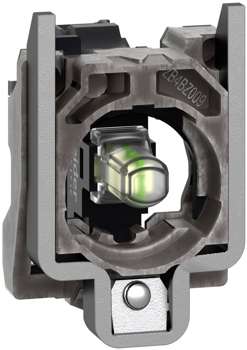 Schneider Electric ZB4BV18G1 Lampenfassung mit Befestigungsflansch, Harmony XB4, Metall, Blinklicht, weiß, universelle LED