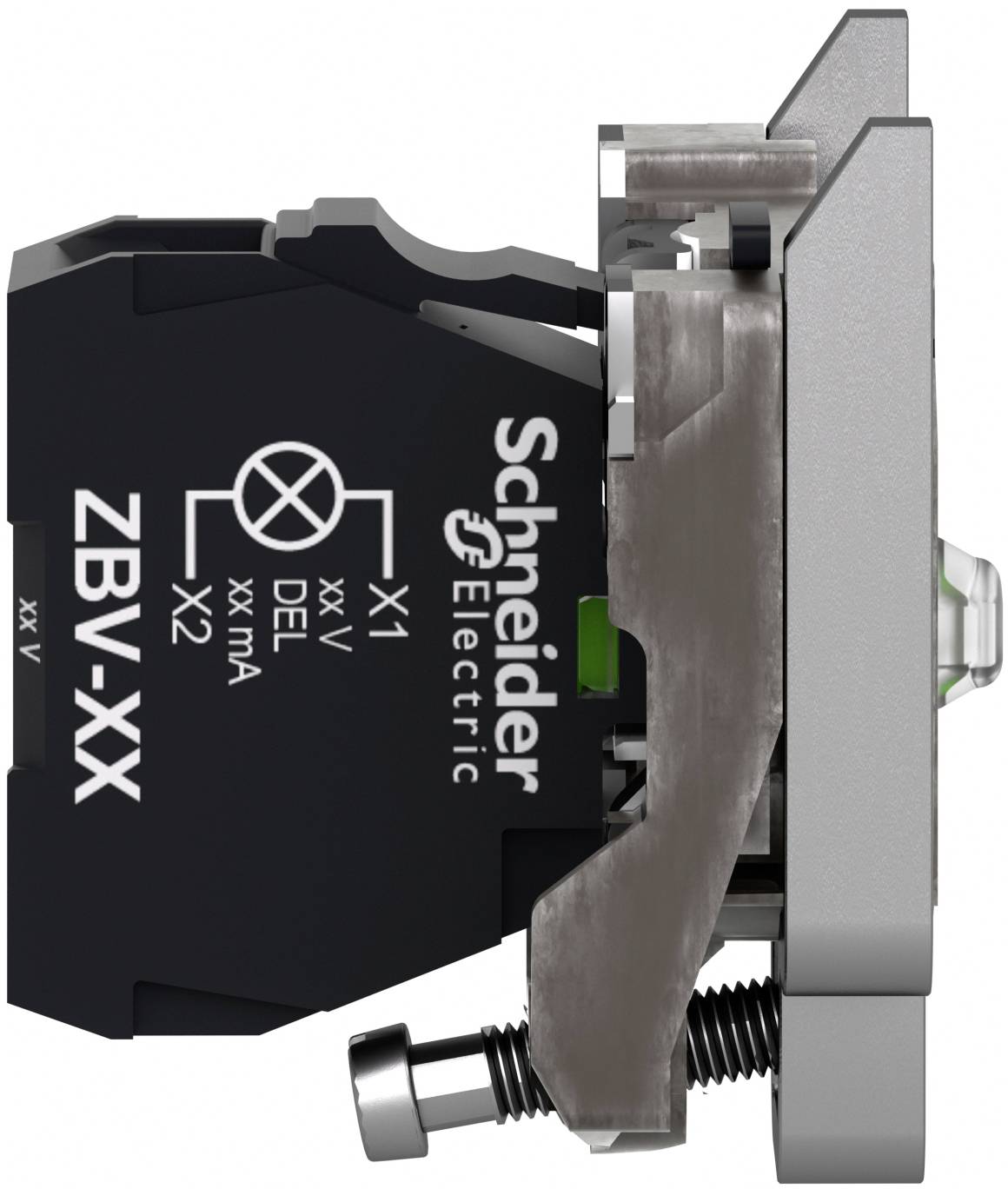 Schneider Electric ZB4BV18G1 Lampenfassung mit Befestigungsflansch, Harmony XB4, Metall, Blinklicht, weiß, universelle LED