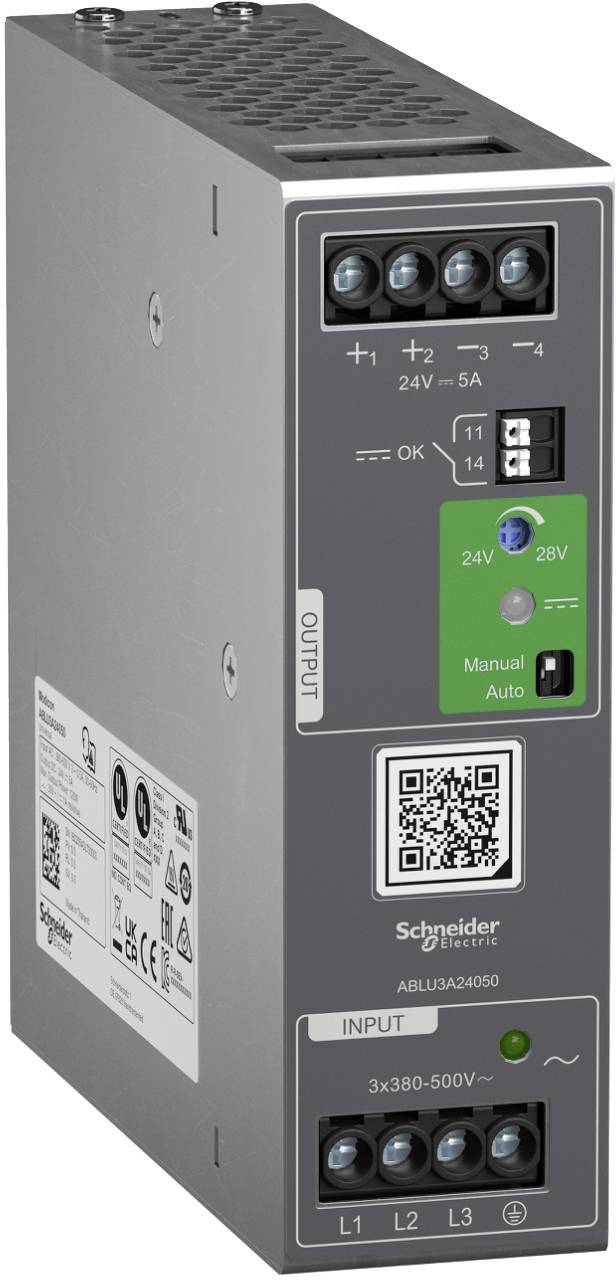 Schneider Electric ABLU3A24050 Spannungsversorgung, Modicon ABLU, Universal, getaktet, 380-500V AC, 3-phasig, 24V DC, 5A, 120W