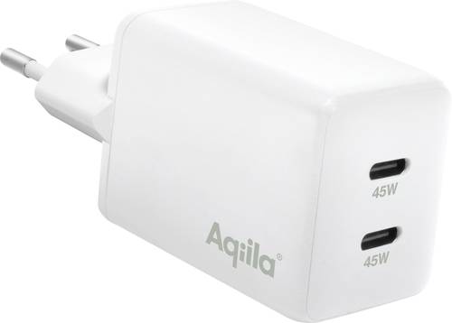 Aqiila W2 USB Ladegerät 45 W 2x USB-C® USB PD Weiß Innenbereich