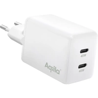 Aqiila W2 USB Ladegerät 45 W 2x USB-C® USB PD Weiß Innenbereich Aqiila W2 USB Ladegerät 45 W 2x USB-C® USB PD Weiß Innenbereich
