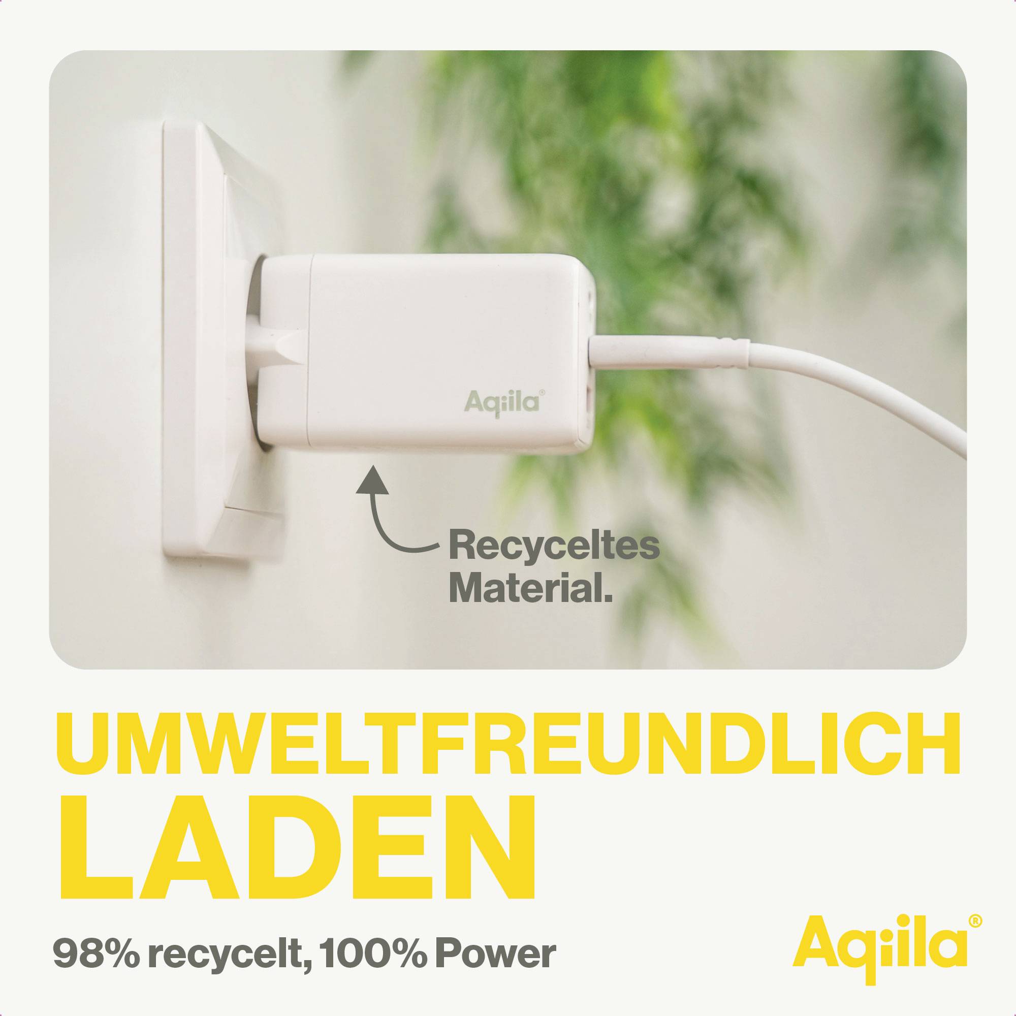 Aqiila W3 USB Ladegerät 65W 1x USB-A, 2x USB-C® USB PD, Quick Charge 3.0, QC 4+ Weiß Innenbereich