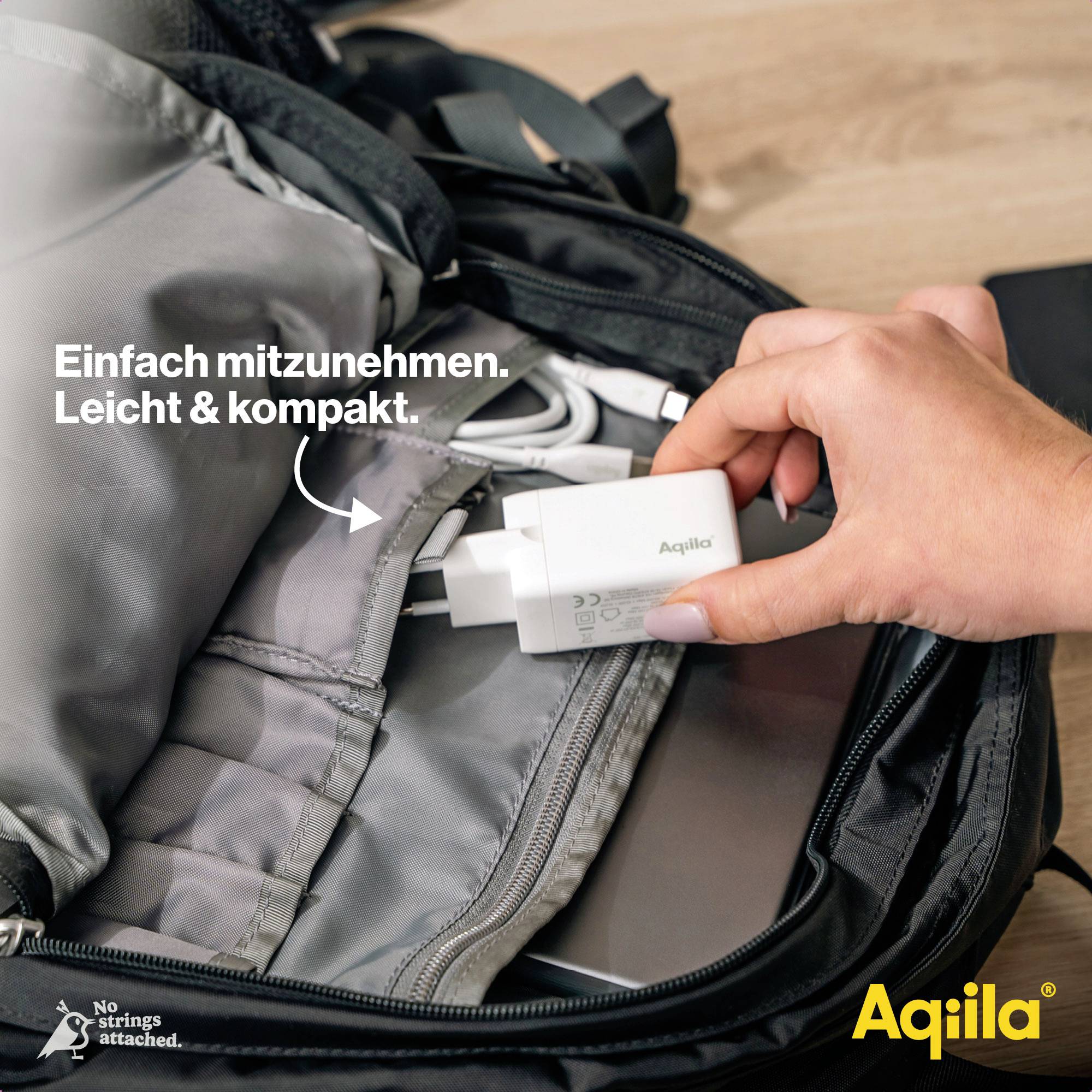 Aqiila W3 USB Ladegerät 65W 1x USB-A, 2x USB-C® USB PD, Quick Charge 3.0, QC 4+ Weiß Innenbereich