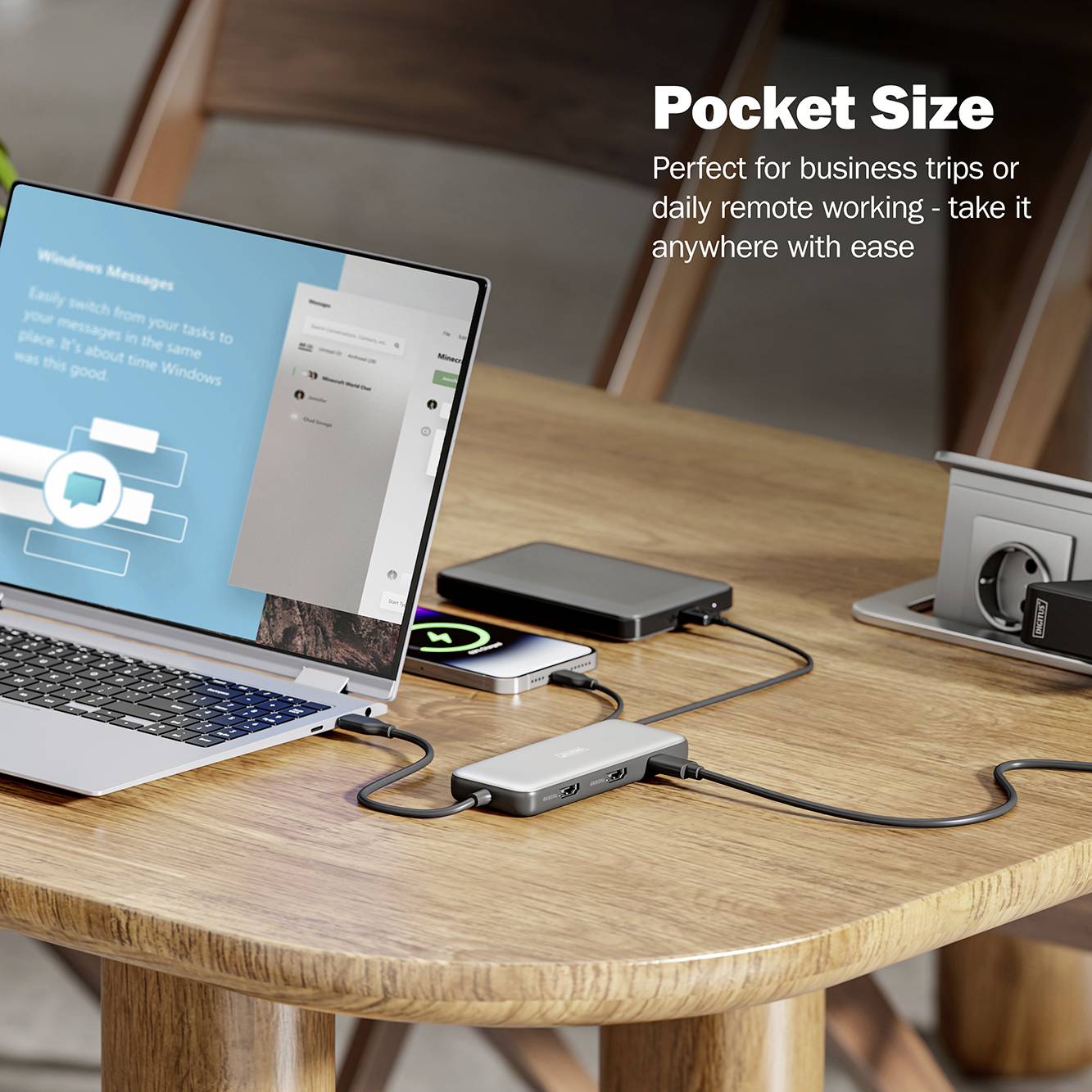 Digitus USB-C® Dockingstation DA-70915 inkl. Ladefunktion, integrierter Kartenleser, USB-C® Power Delivery