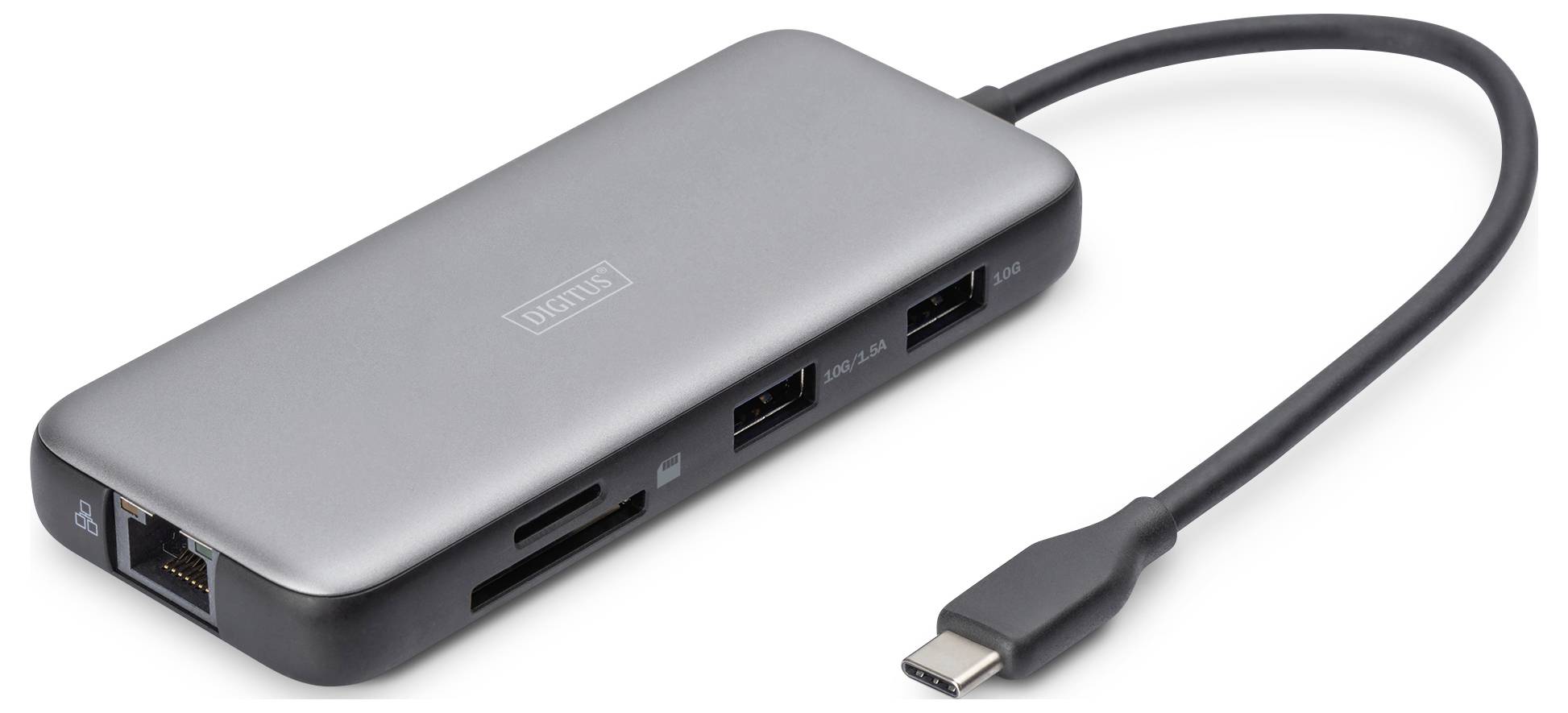 Digitus USB-C® Dockingstation DA-70915 inkl. Ladefunktion, integrierter Kartenleser, USB-C® Power Delivery