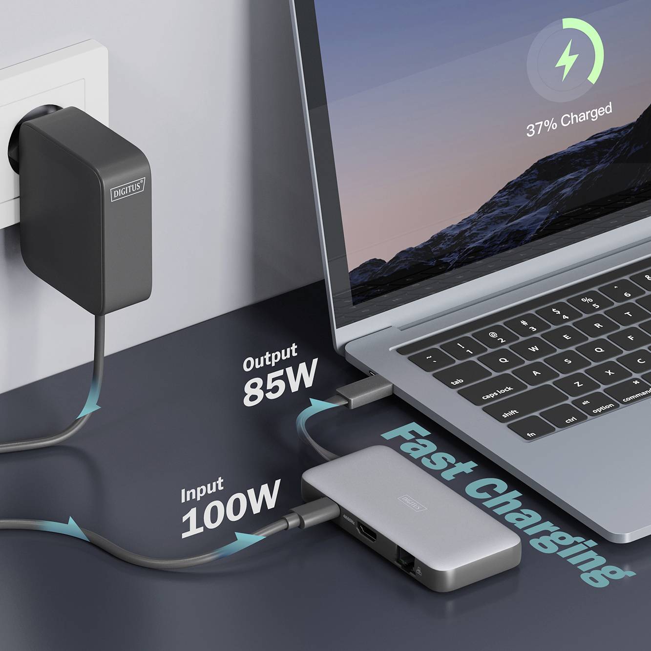 Digitus USB-C® Dockingstation DA-70916 inkl. Ladefunktion, integrierter Kartenleser, USB-C® Power Delivery