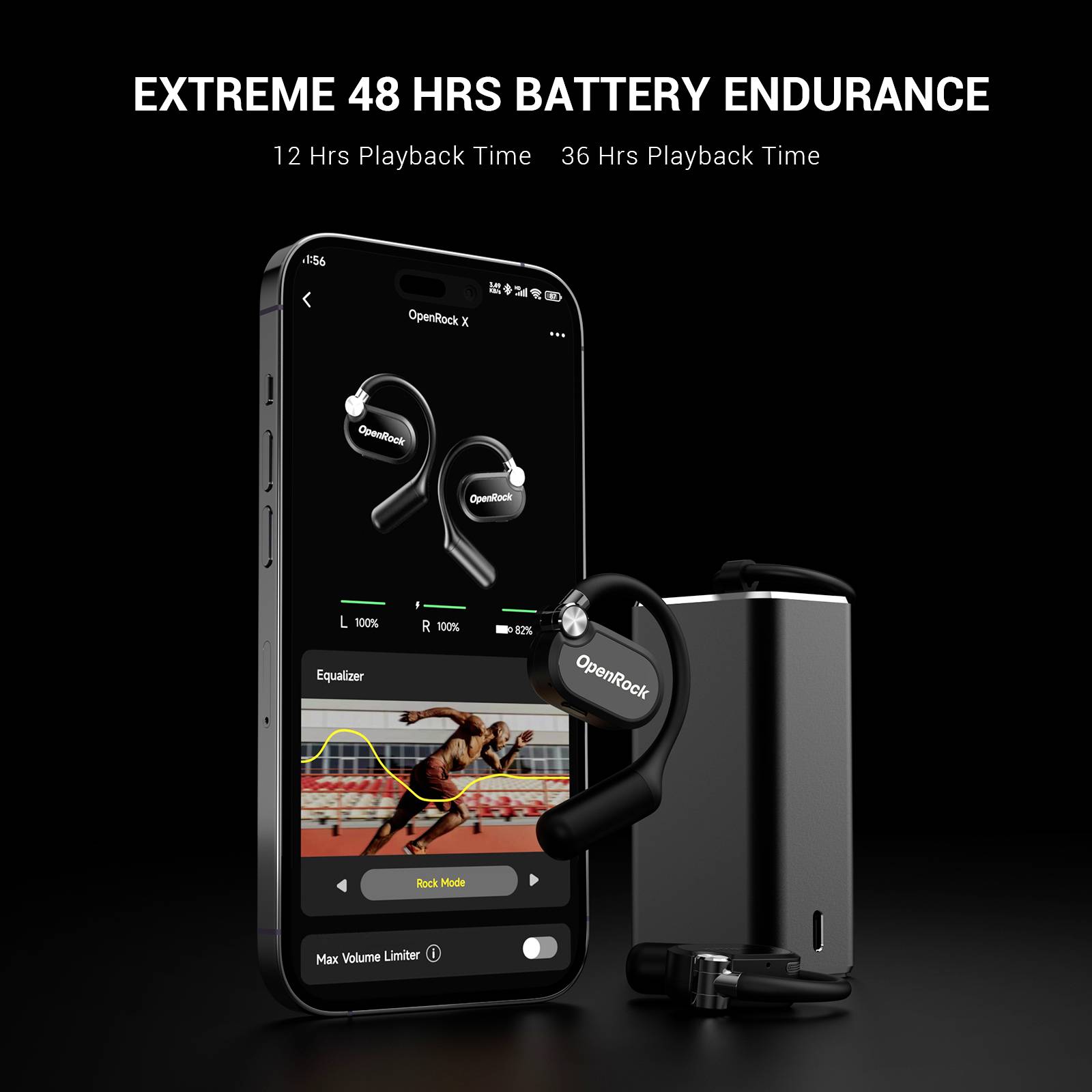 OneOdio OpenRock X Black In Ear Kopfhörer Bluetooth® Stereo Schwarz Sport