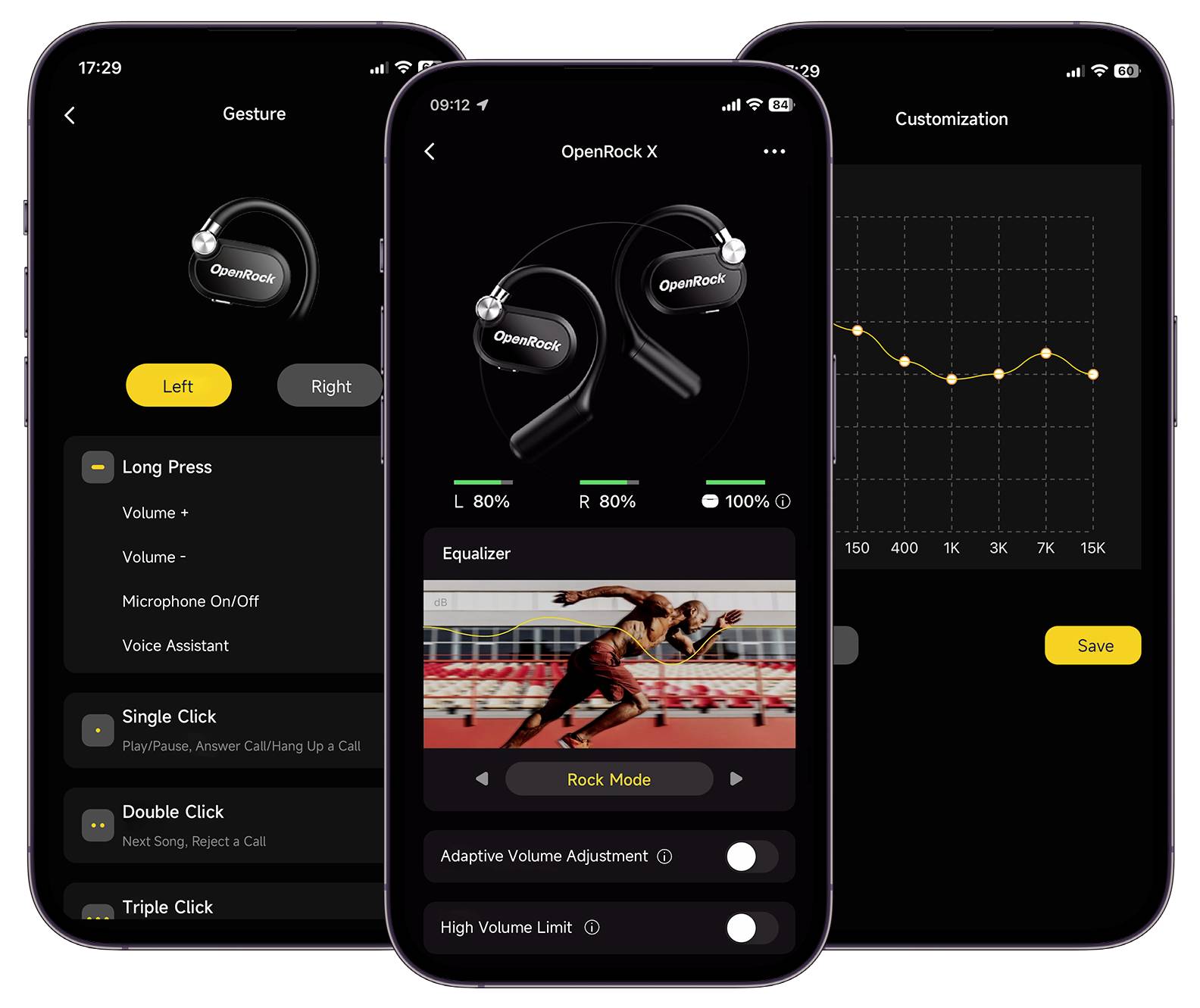 OneOdio OpenRock X Black In Ear Kopfhörer Bluetooth® Stereo Schwarz Sport