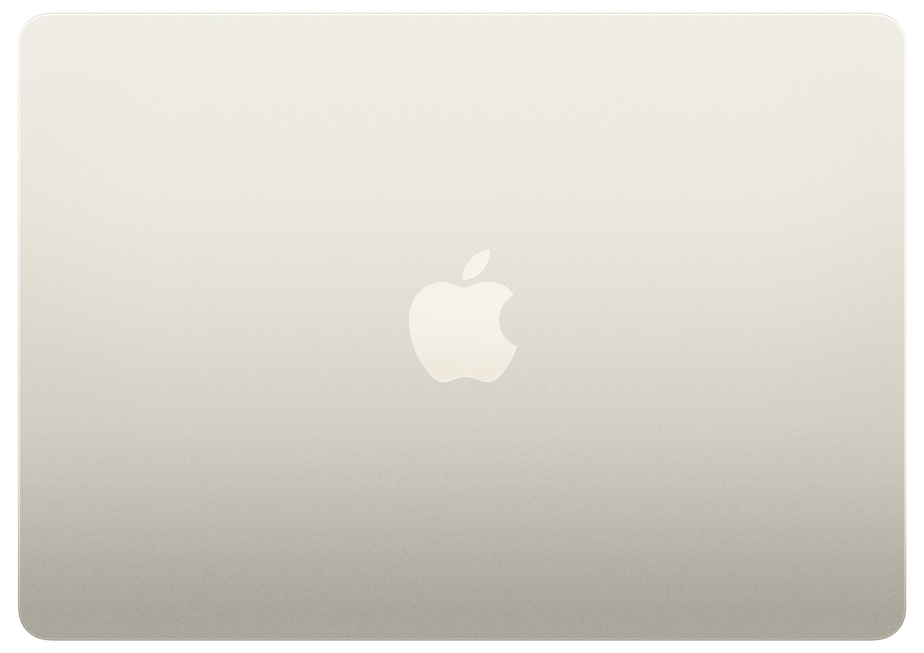 Rückseite eines goldfarbenen Laptops mit dem Logo eines angebissenen Apfels in der Mitte.