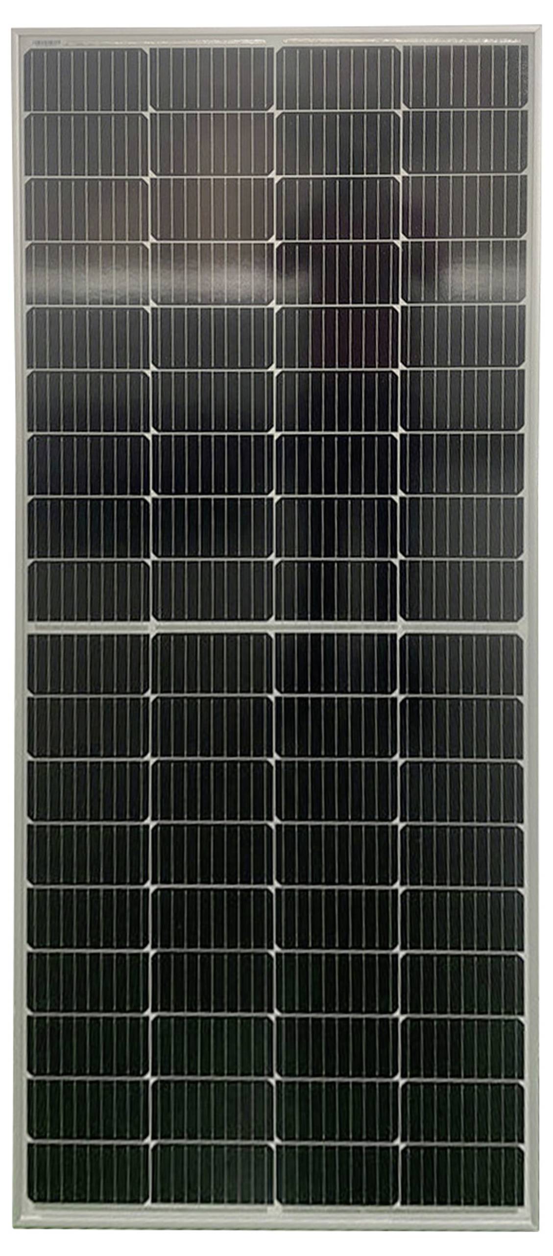 Ein Solarmodul mit mehreren quadratischen Solarzellen, die in Reihen und Spalten angeordnet sind. Es wird zur Stromerzeugung genutzt.