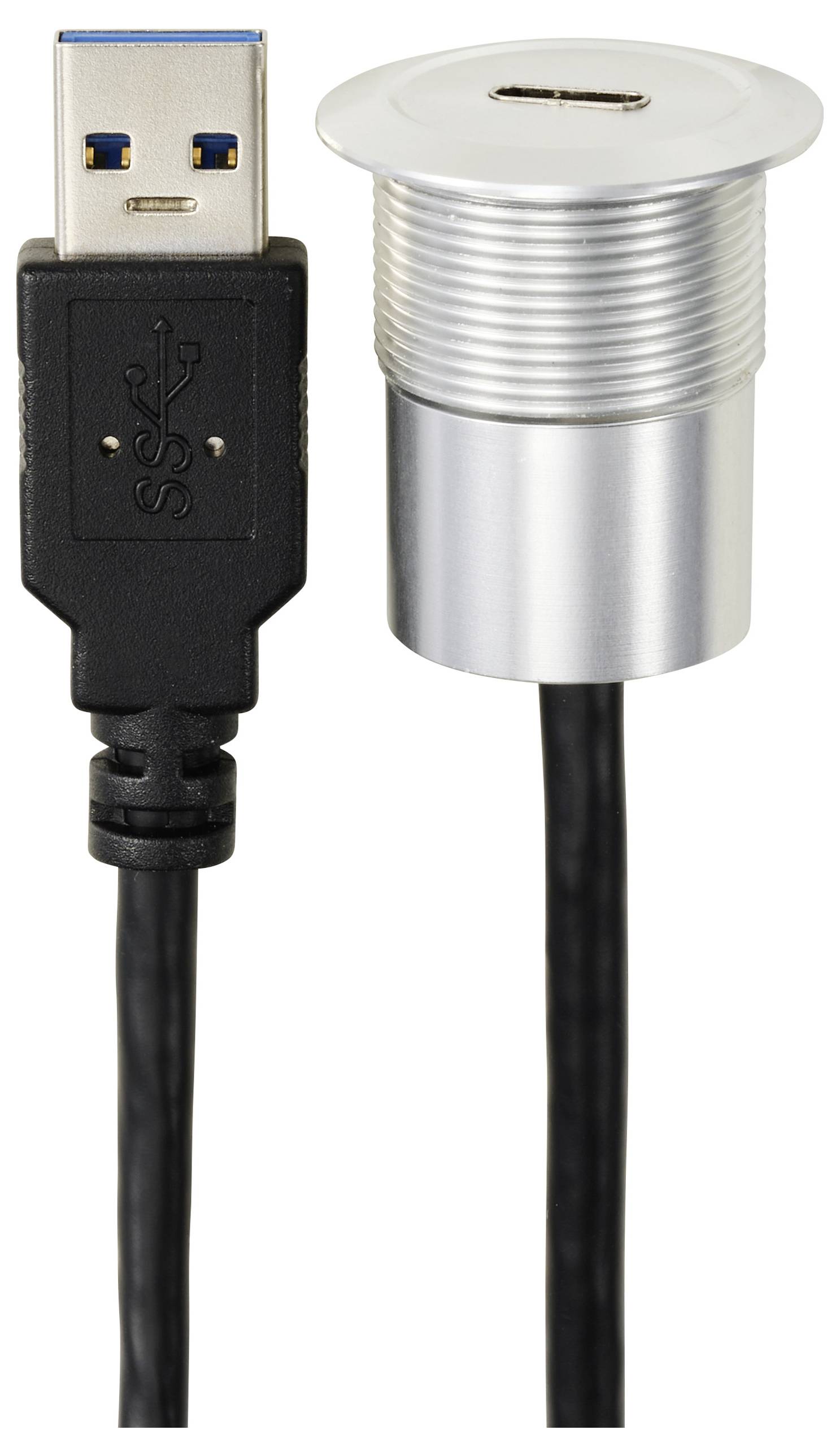 TRU COMPONENTS USB-C® (3.1) Buchse/USB-A (3.0) Stecker 1m Kabel silber TC-13376308 Inhalt: 1St.