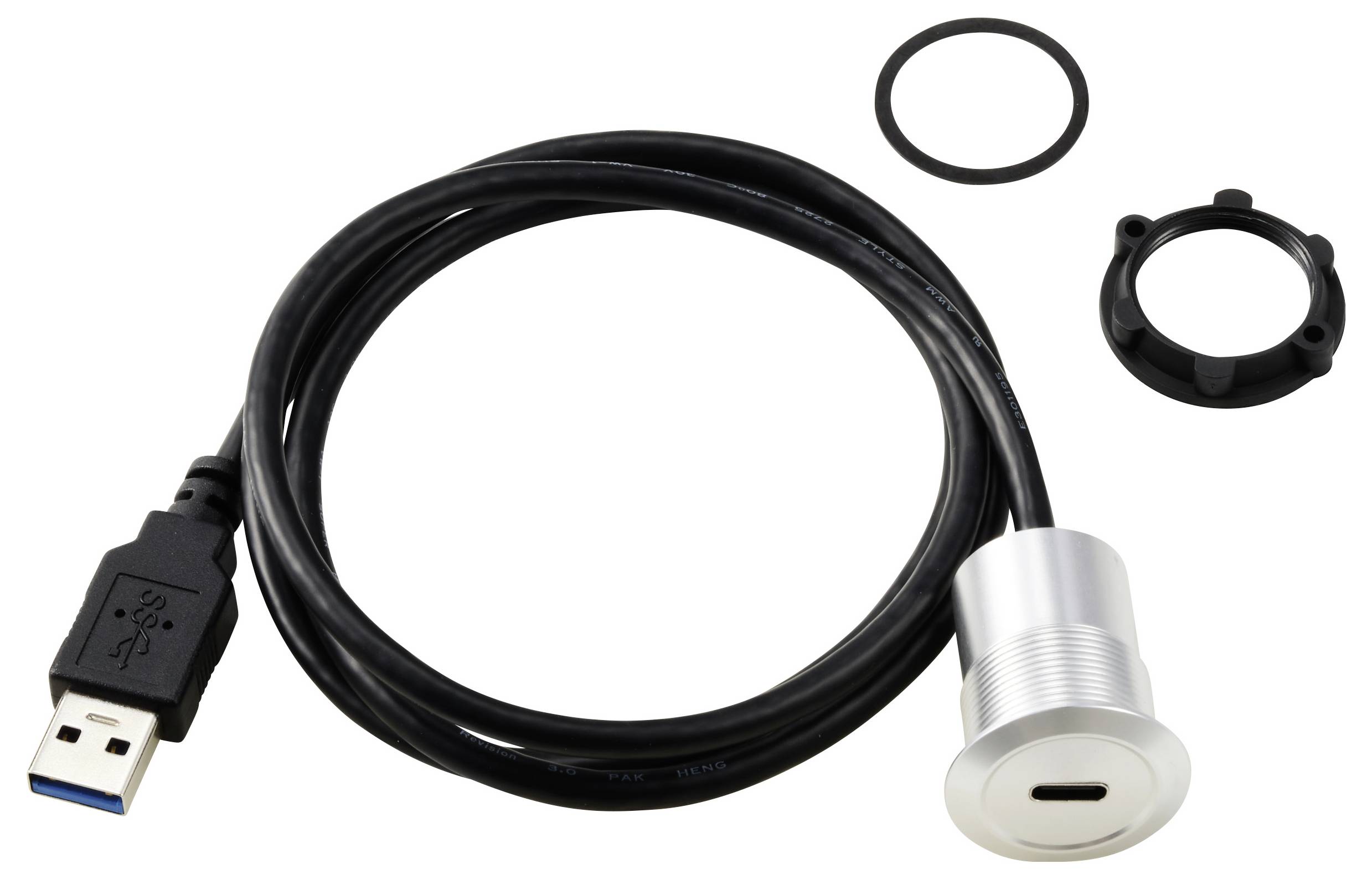 TRU COMPONENTS USB-C® (3.1) Buchse/USB-A (3.0) Stecker 1m Kabel silber TC-13376308 Inhalt: 1St.