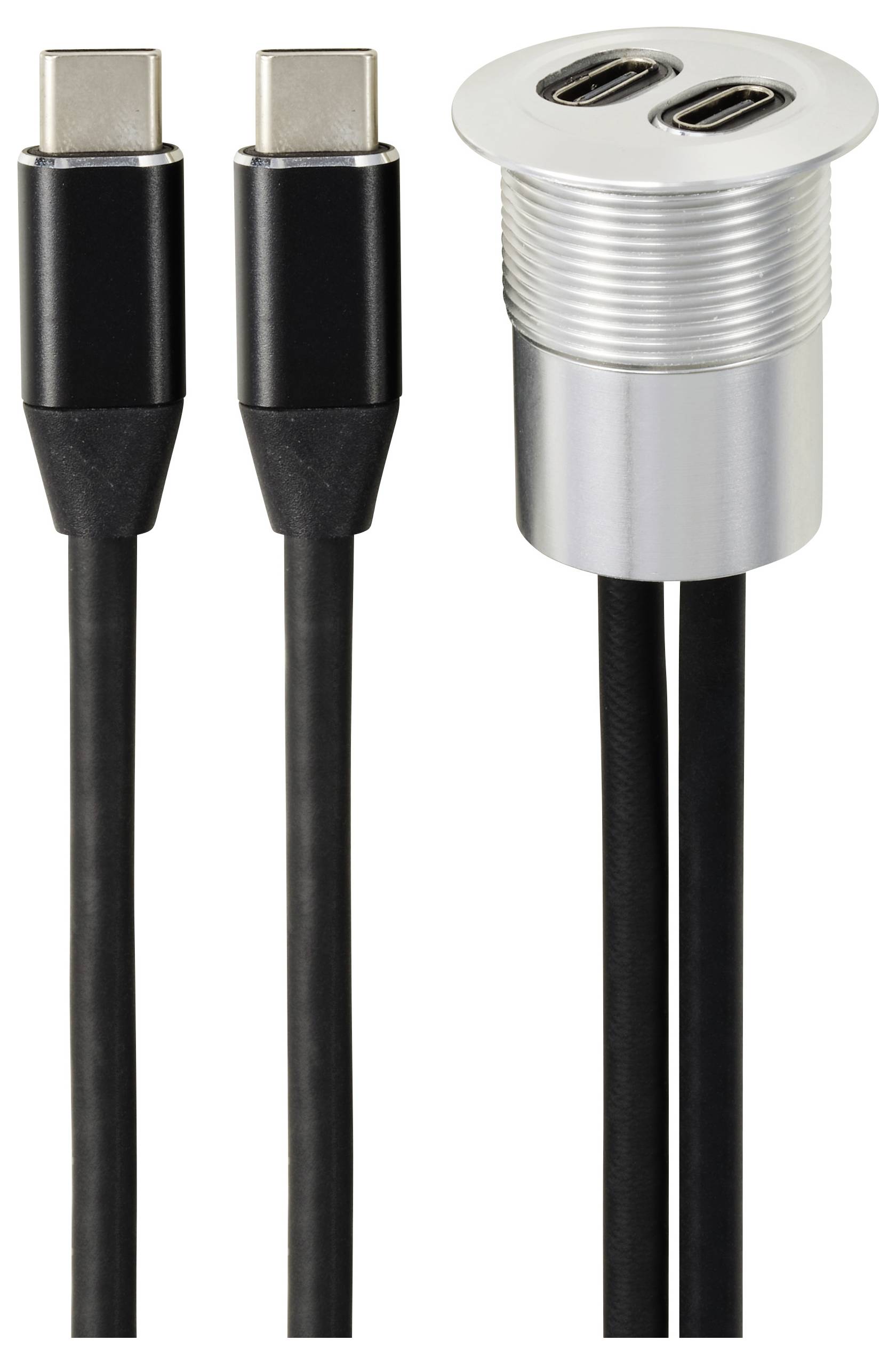 TRU COMPONENTS USB-C® (3.1) 2x Buchse/Stecker 1m Kabel silber TC-13376316 Inhalt: 1St.
