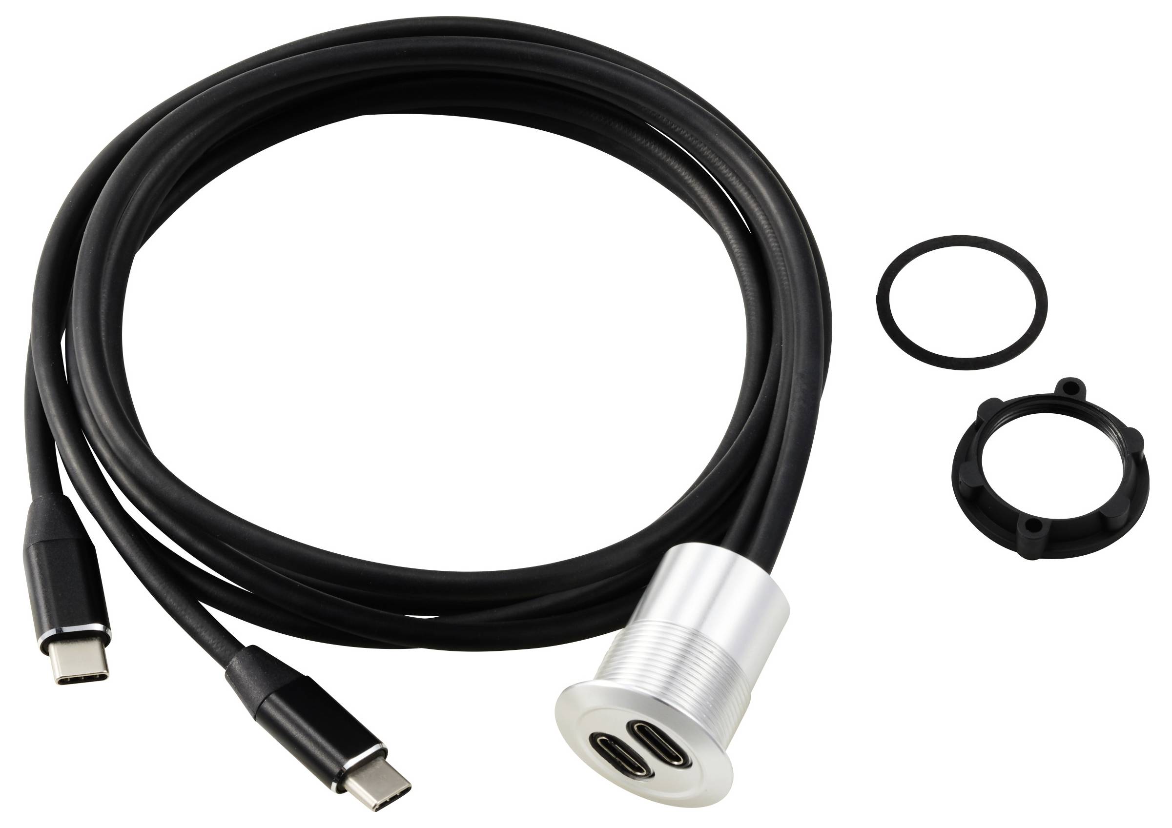 TRU COMPONENTS USB-C® (3.1) 2x Buchse/Stecker 1m Kabel silber TC-13376316 Inhalt: 1St.