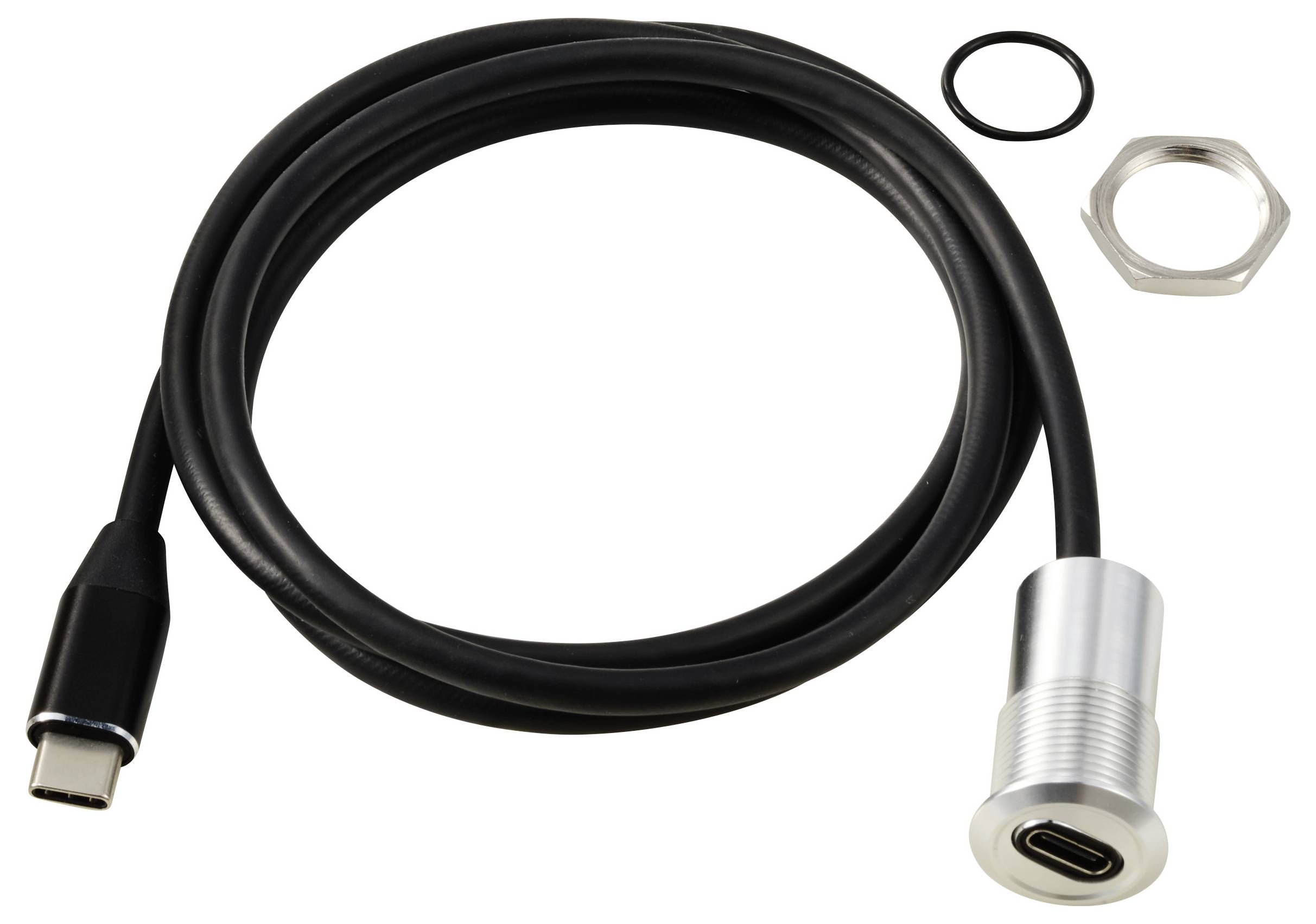 TRU COMPONENTS USB-C® (3.1) Buchse/Stecker 1m Kabel silber TC-13376324 Inhalt: 1St.