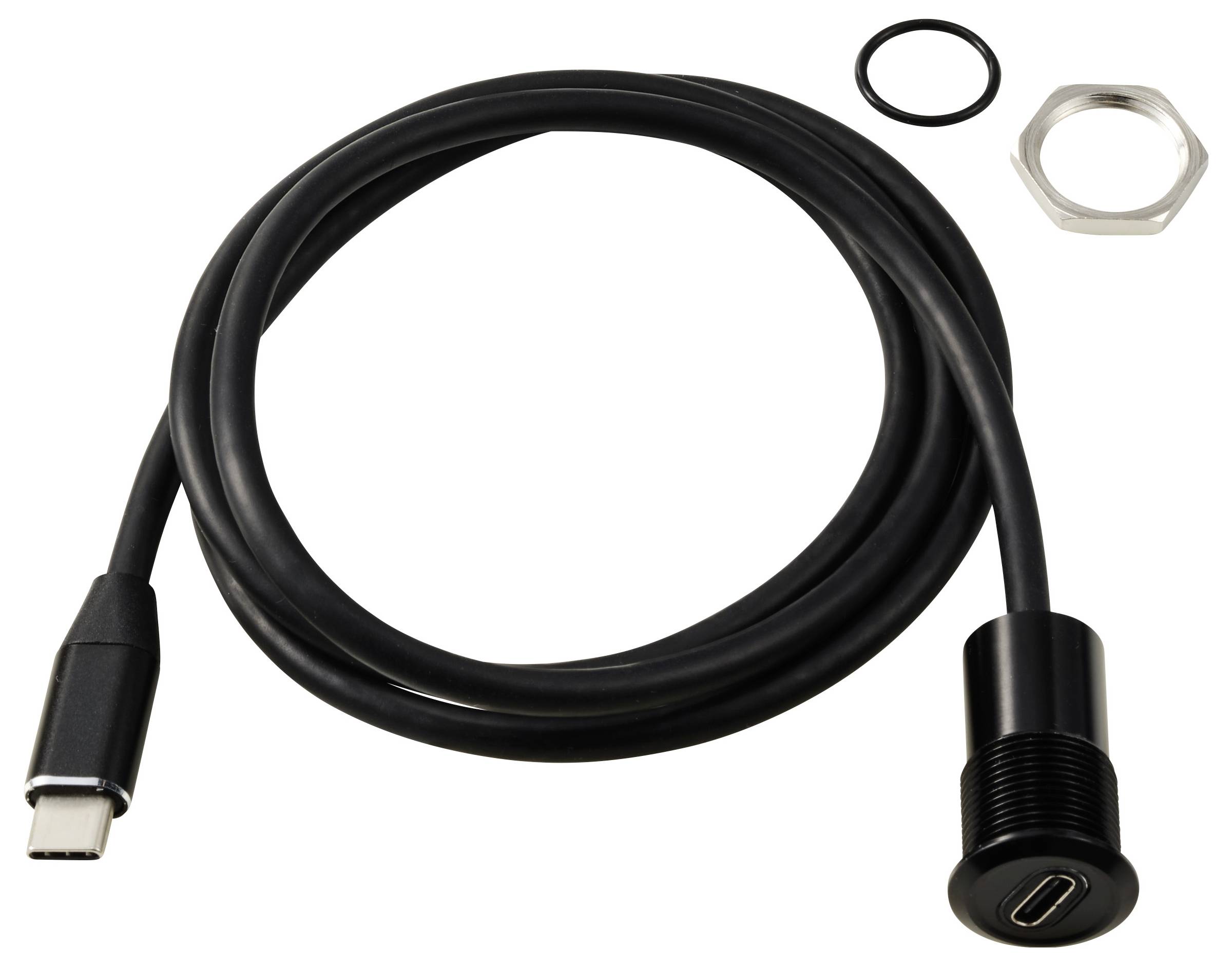 TRU COMPONENTS USB-C® (3.1) Buchse/Stecker 1m Kabel schwarz TC-13376328 Inhalt: 1St.