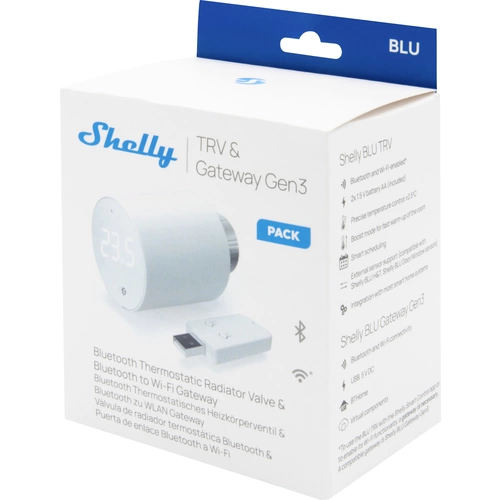 Shelly BLU TRV Heizkörperthermostat Einzelpackung Gateway, Heizkörperthermostat Bluetooth Low Energy, Wi-Fi Shelly BLU TRV Heizkörperthermostat Einzelpackung Gateway, Heizkörperthermostat Bluetooth Low Energy, Wi-Fi