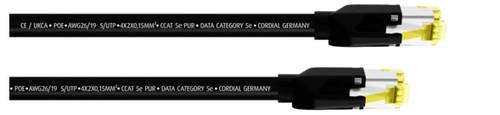 Cordial 15539 RJ45 Patchkabel CAT 5e S/UTP 10.00 m Schwarz PUR-Mantel 1 St.