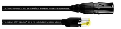 Cordial 15548 RJ45 Patchkabel CAT 5e S/UTP 2.00 m Schwarz PUR-Mantel 1 St.